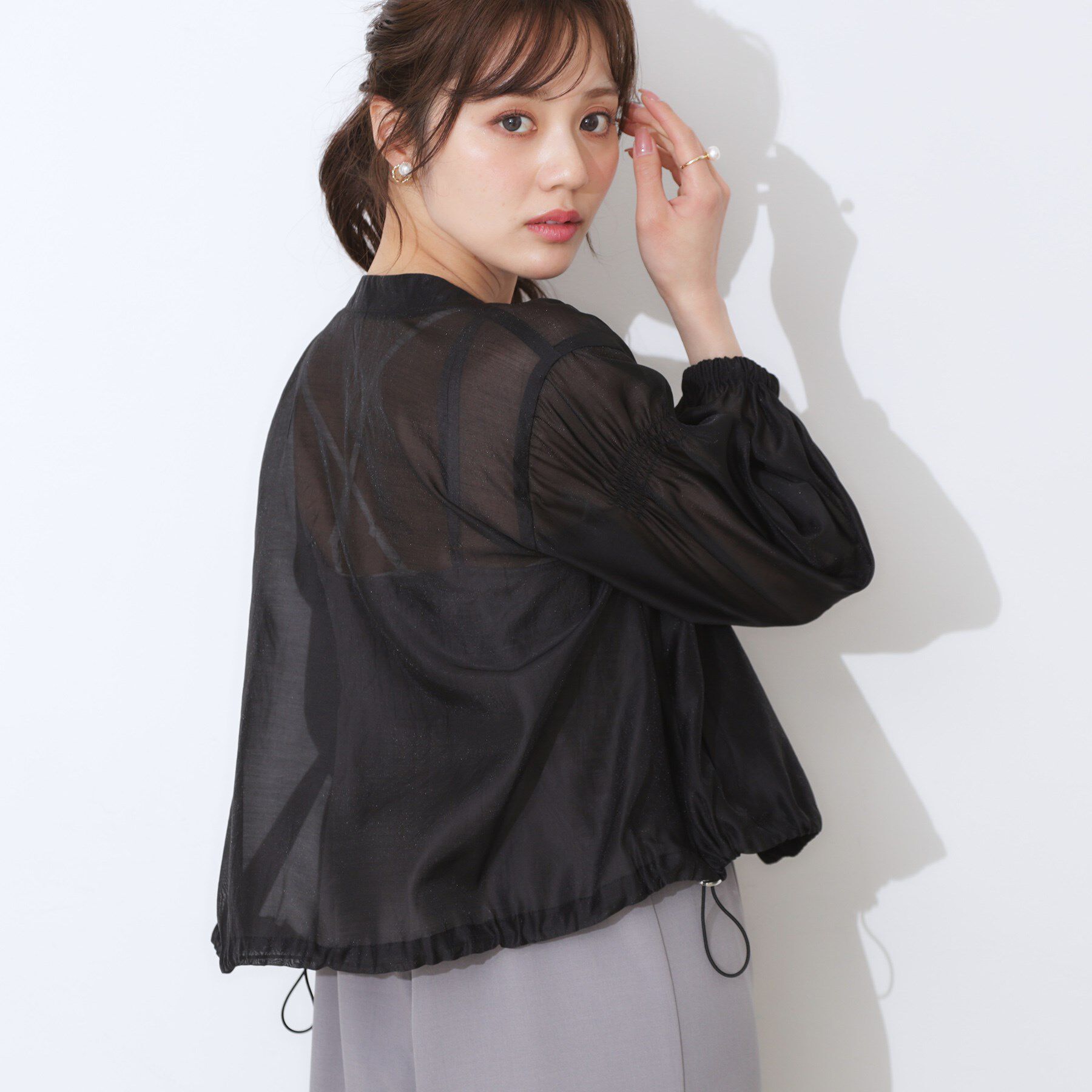 Couture broach「【マシンウォッシャブル・シアー】袖シャーリングシアーブルゾン」|ブルゾン・スタジャン|