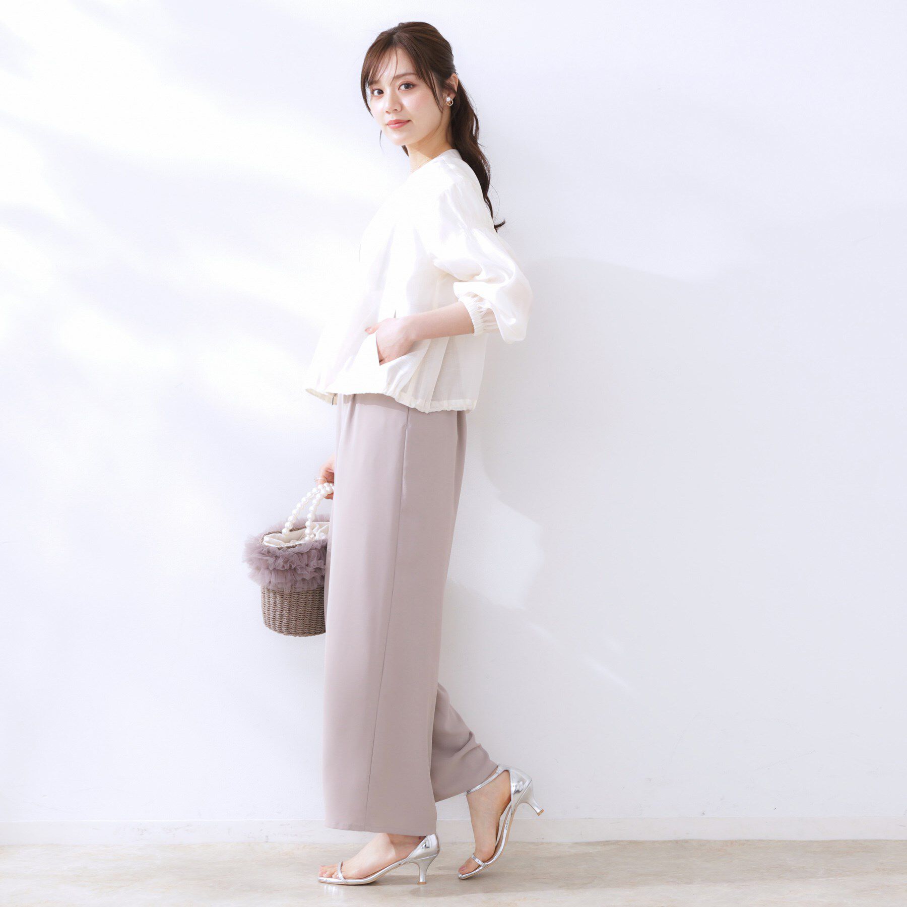 Couture broach「【マシンウォッシャブル・シアー】袖シャーリングシアーブルゾン」|ブルゾン・スタジャン|