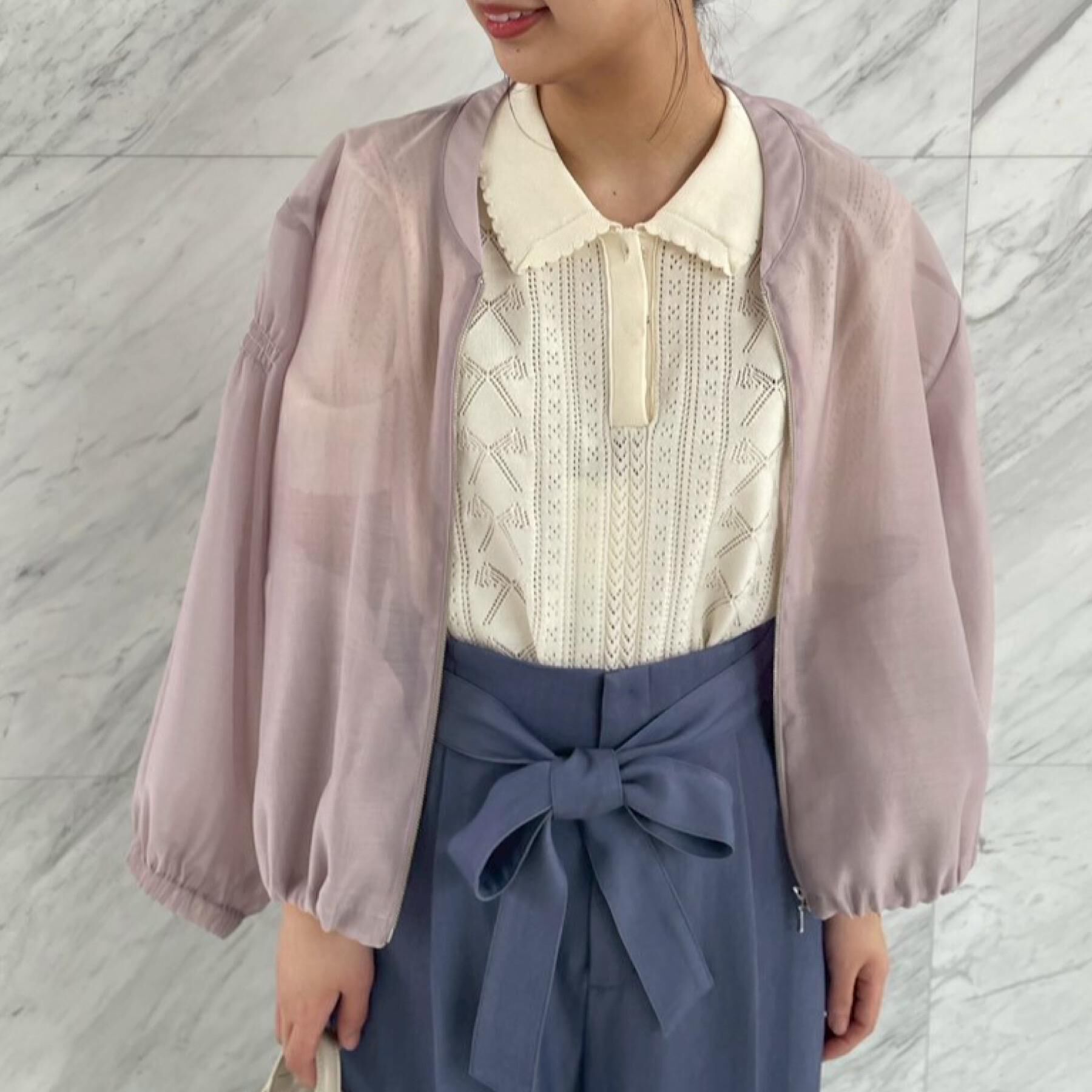 Couture broach「【マシンウォッシャブル・シアー】袖シャーリングシアーブルゾン」|ブルゾン・スタジャン|