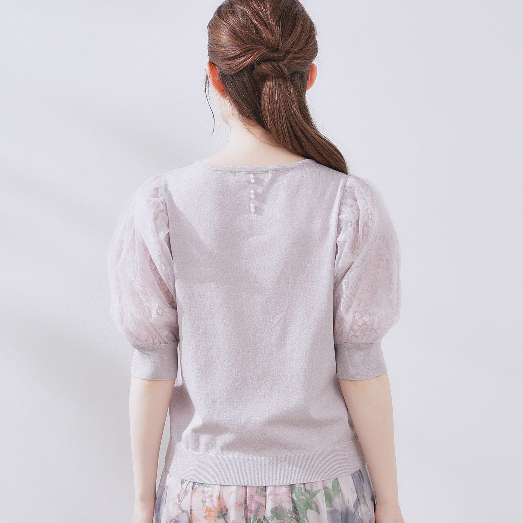 Couture broach「【洗える・UV機能・通勤】オーガンレース袖ニット」|ニット・セーター|