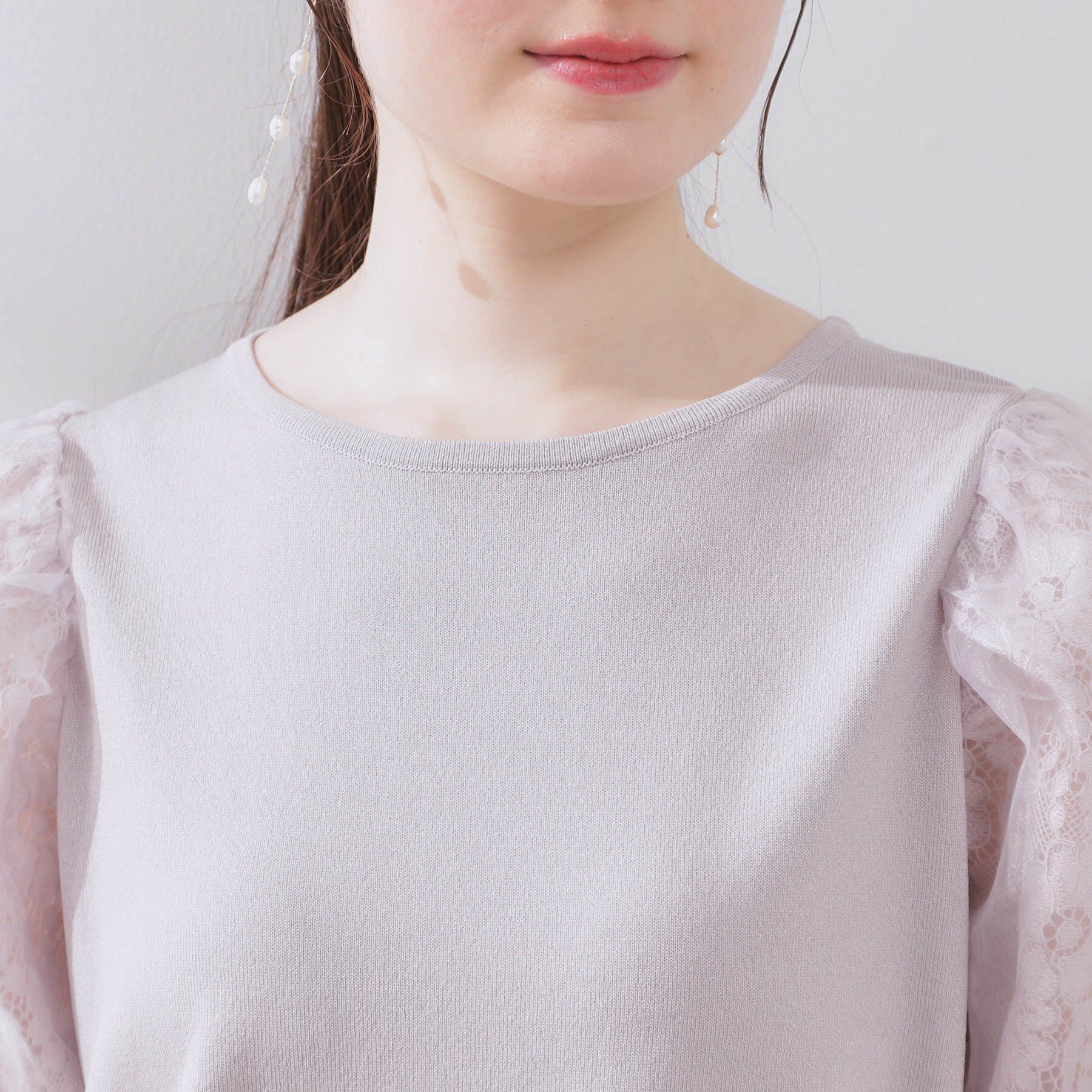 Couture broach「【洗える・UV機能・通勤】オーガンレース袖ニット」|ニット・セーター|