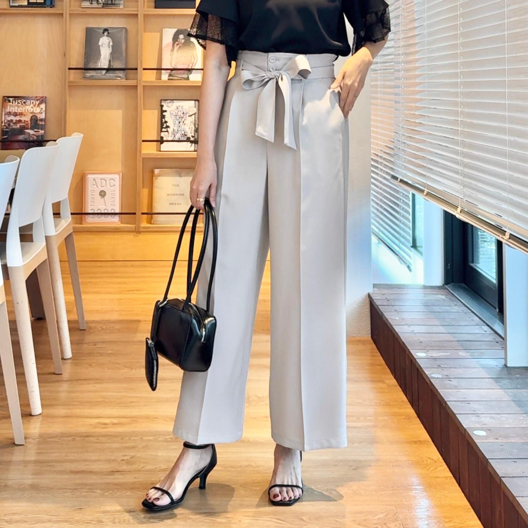 Couture broach「【美脚効果・通勤】リネンライク サス付きパンツ」|その他|