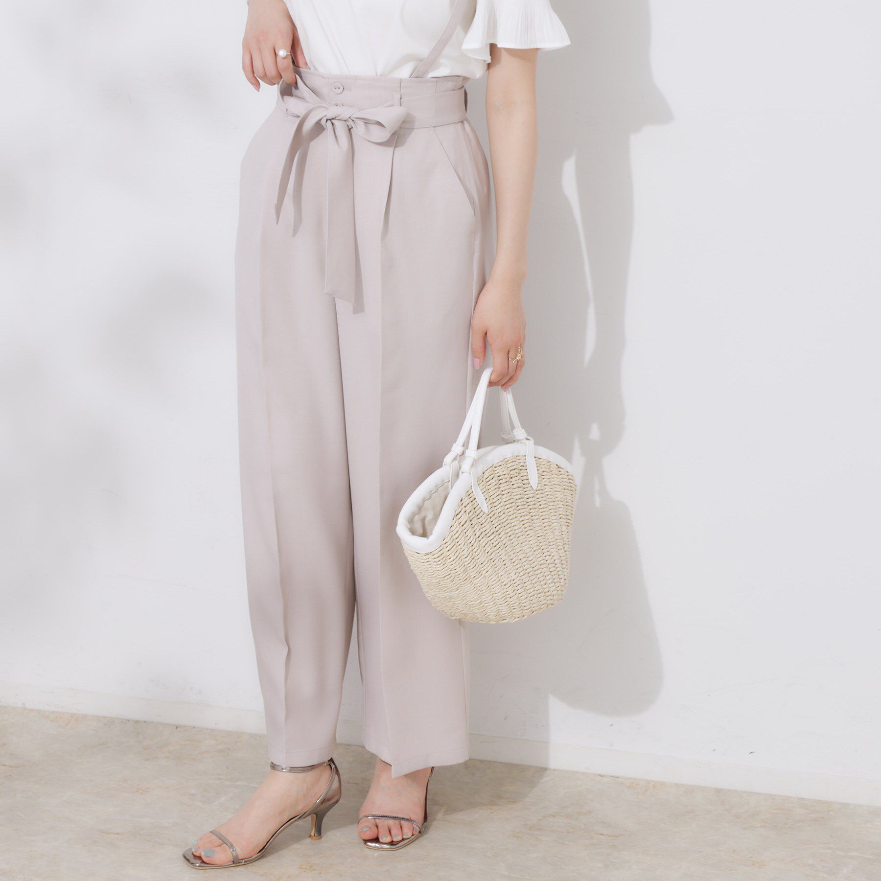 Couture broach「【美脚効果・通勤】リネンライク サス付きパンツ」|その他|