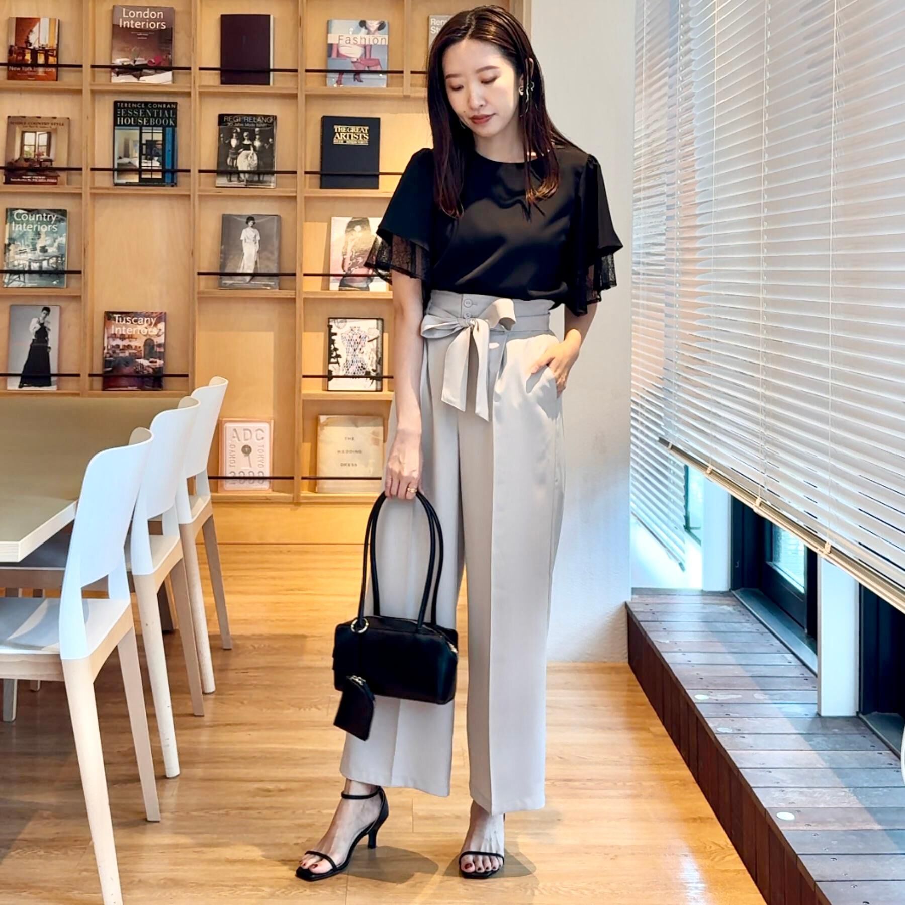 Couture broach「【美脚効果・通勤】リネンライク サス付きパンツ」|その他|