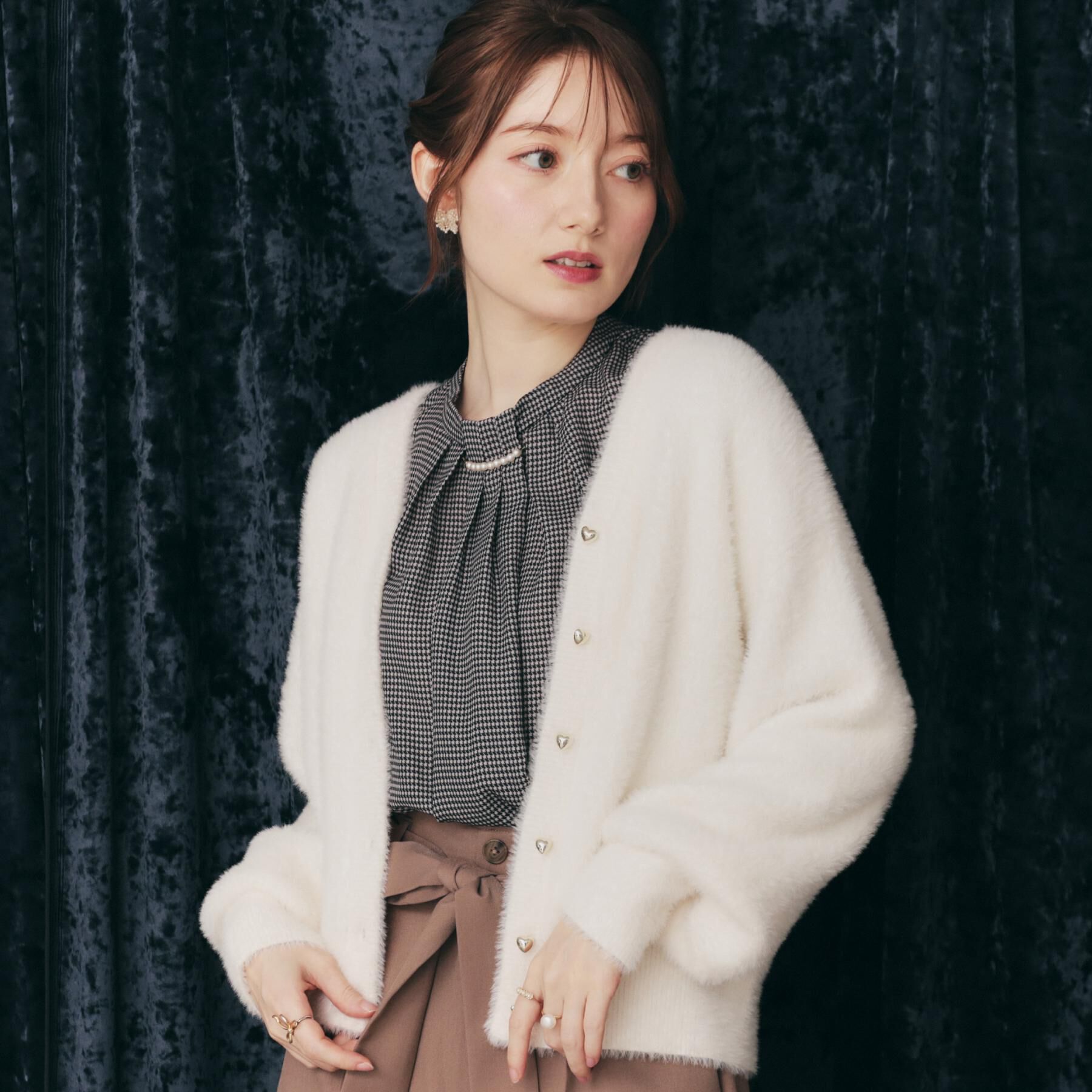 Couture broach「【ふわふわ/前後2WAY】フェザーカーディトップス」|カーディガン|