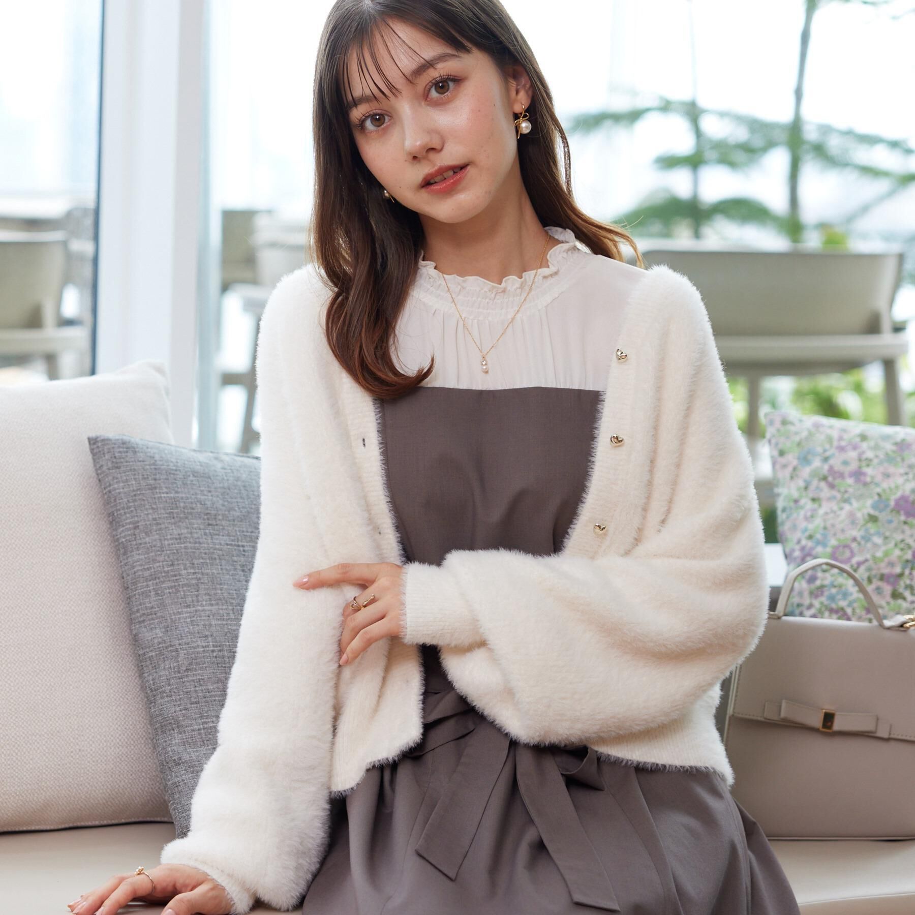 Couture broach「【ふわふわ/前後2WAY】フェザーカーディトップス」|カーディガン|