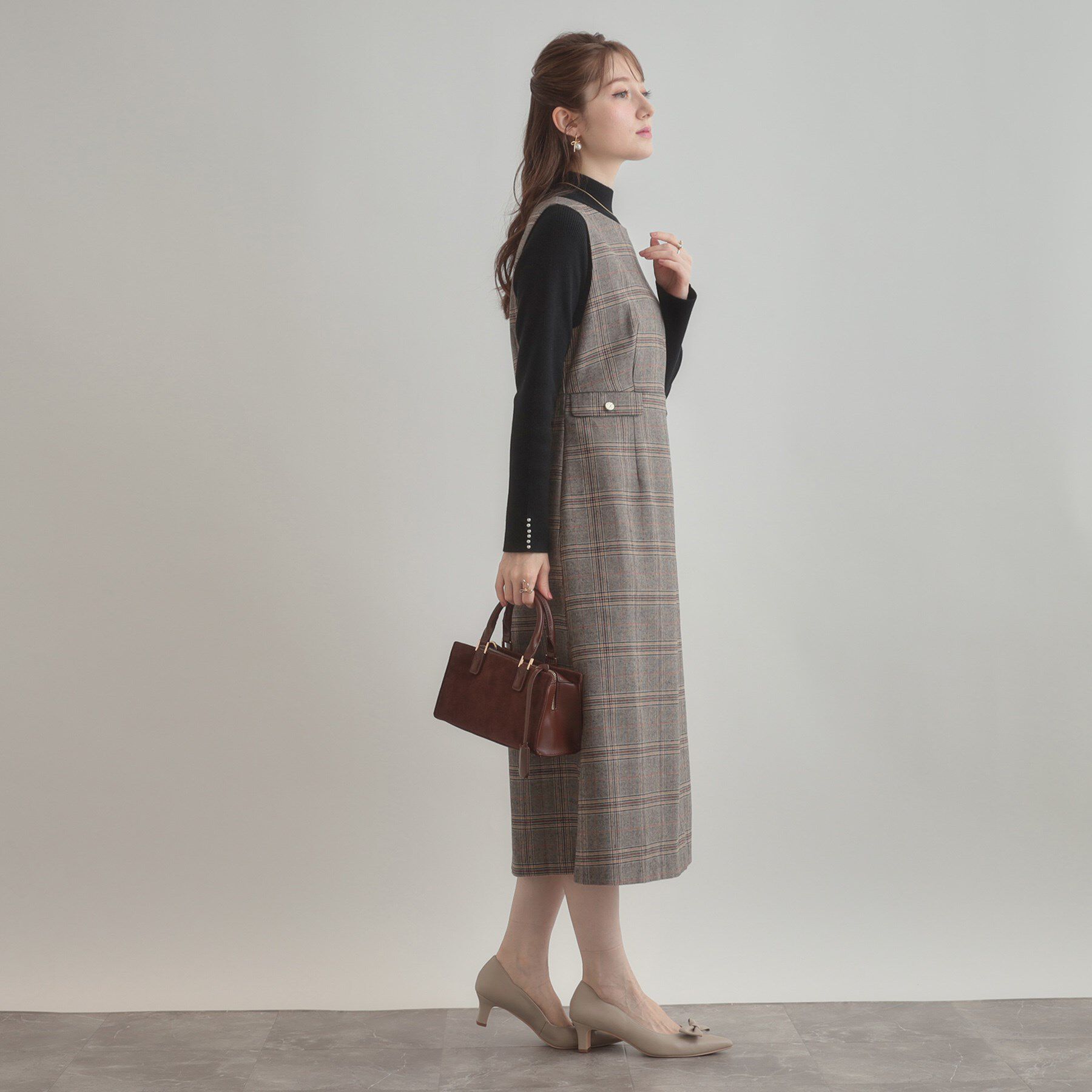 Couture broach「【美シルエット・大人可愛い・通勤】TRチェックジャンスカ」|ワンピース|