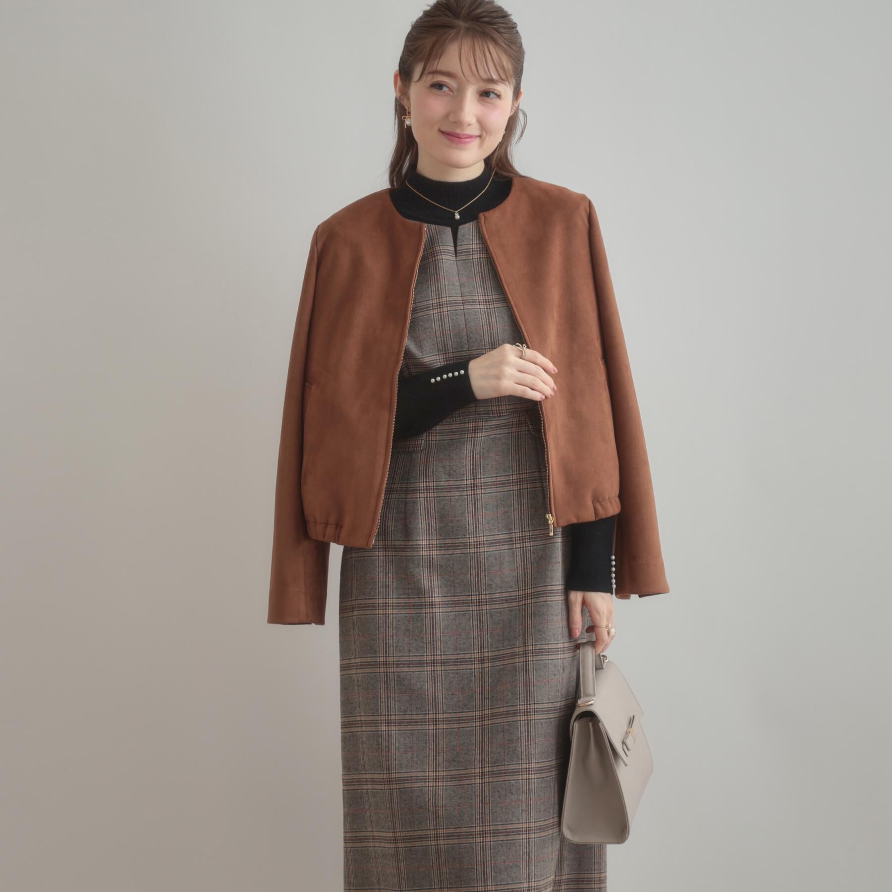 Couture broach「【美シルエット・大人可愛い・通勤】TRチェックジャンスカ」|ワンピース|