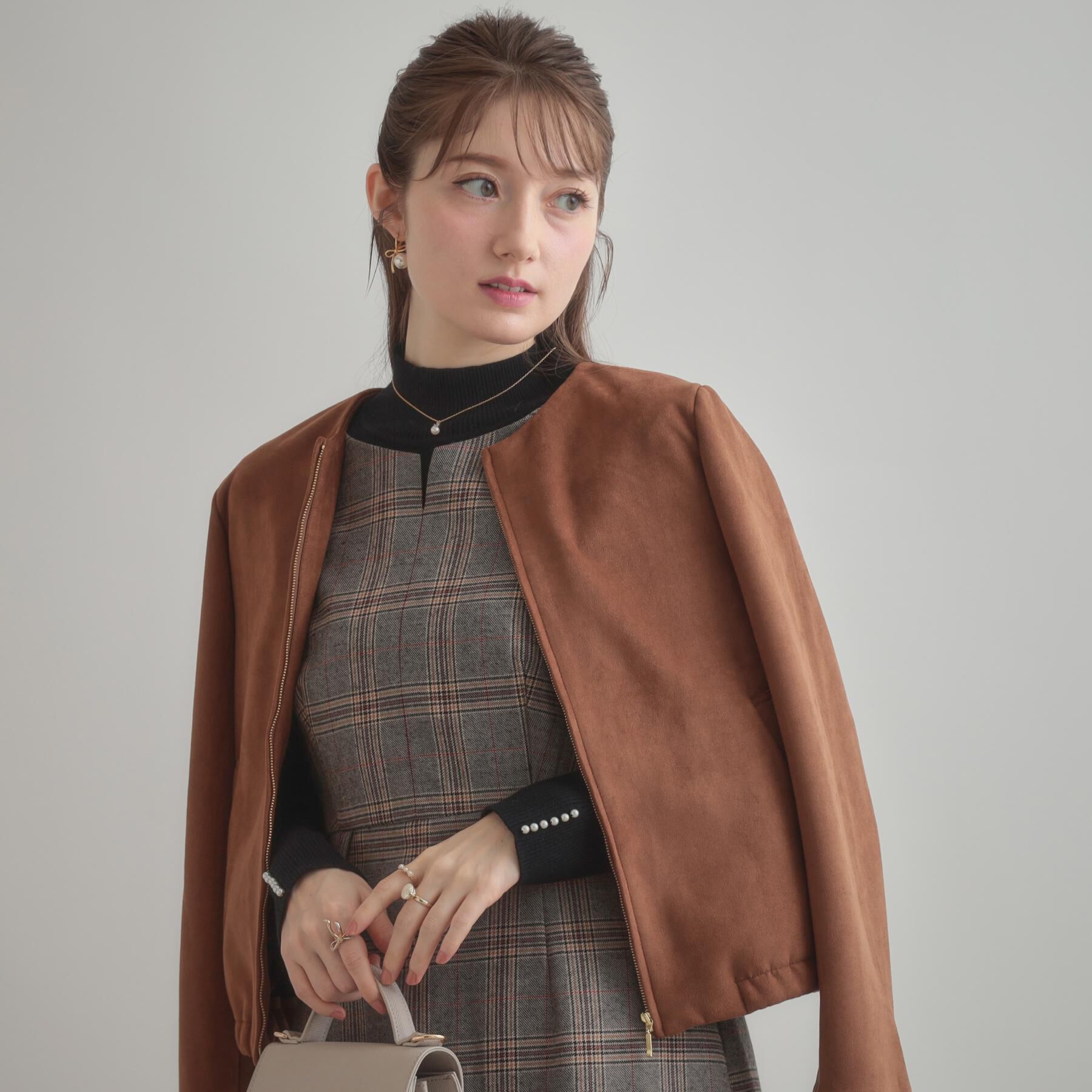 Couture broach「【美シルエット・大人可愛い・通勤】TRチェックジャンスカ」|ワンピース|