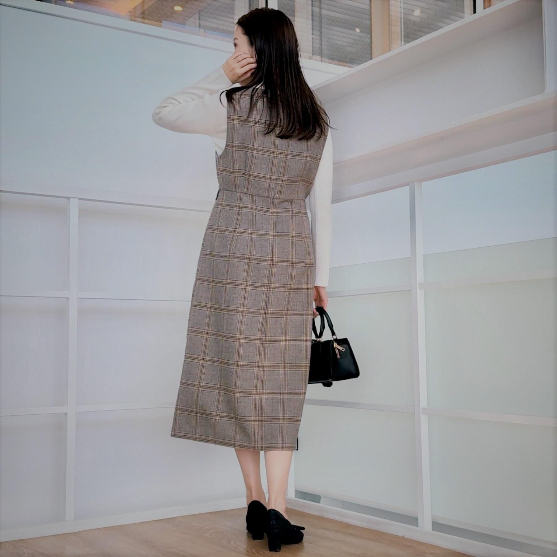 Couture broach「【美シルエット・大人可愛い・通勤】TRチェックジャンスカ」|ワンピース|