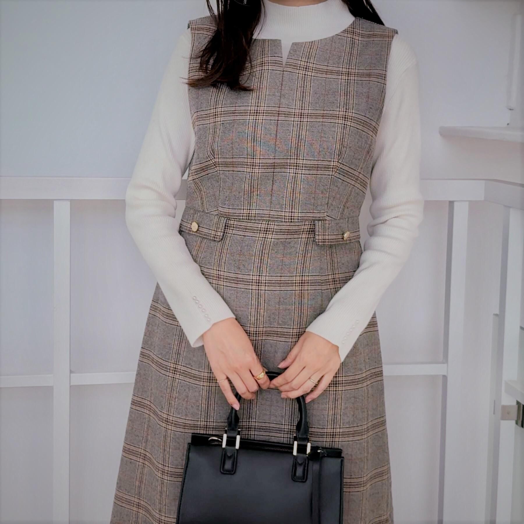 Couture broach「【美シルエット・大人可愛い・通勤】TRチェックジャンスカ」|ワンピース|