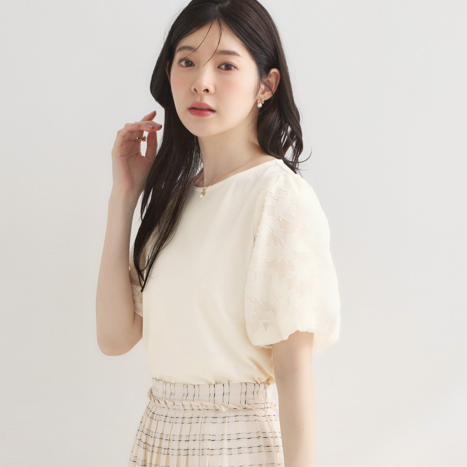 Couture broach「【接触冷感・UVカット・洗える】バルーンスリーブ トップス」|Tシャツ・カットソー|