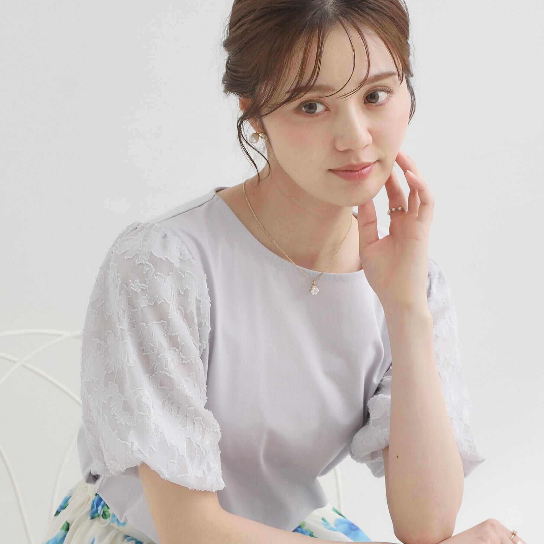 Couture broach「【接触冷感・UVカット・洗える】バルーンスリーブ トップス」|Tシャツ・カットソー|ライトグレー(011