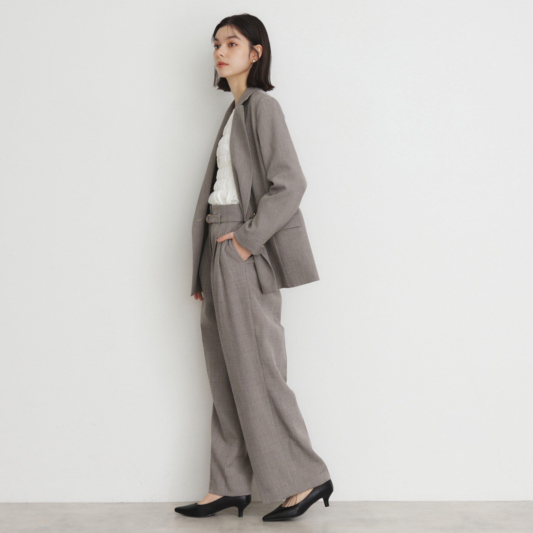 THE SHOP TK「【ONOFF活躍／セレモニー／通勤】CAVIAN タックワイドパンツ／洗える」|その他|