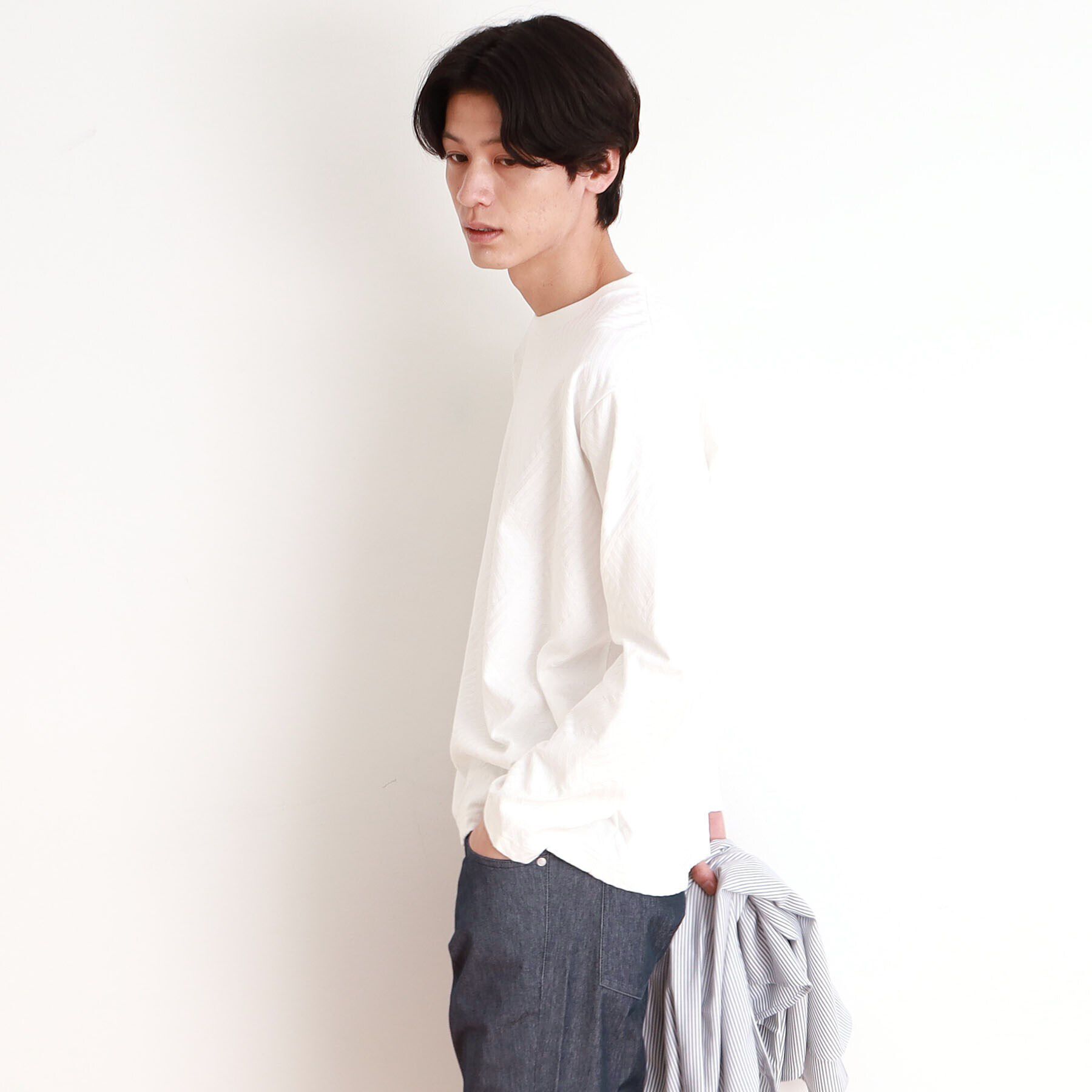 THE SHOP TK「リンクスジャカード長袖Tシャツ ON／OFF兼用」|Tシャツ・カットソー|