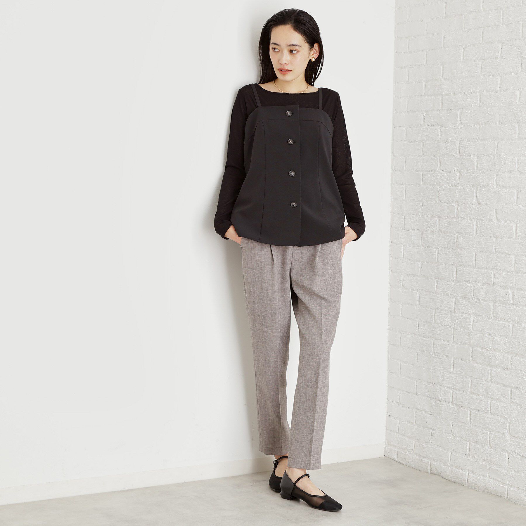 THE SHOP TK「麻調キャミビスチェ【洗濯機OK】」|キャミソール|