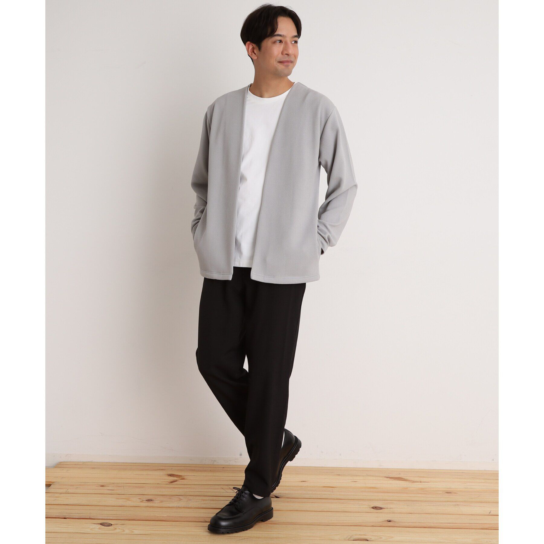 THE SHOP TK「ミニフクレアンサンブルカーディガン 【長袖カーディガン＋半袖Tシャツセットアイテム】」|カーディガン|