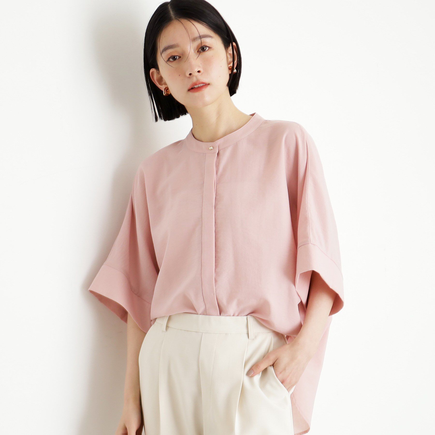 THE SHOP TK「ドルマンブラウス【7色展開/洗濯機OK/体型カバー】」|シャツ・ブラウス|ライトピンク(970