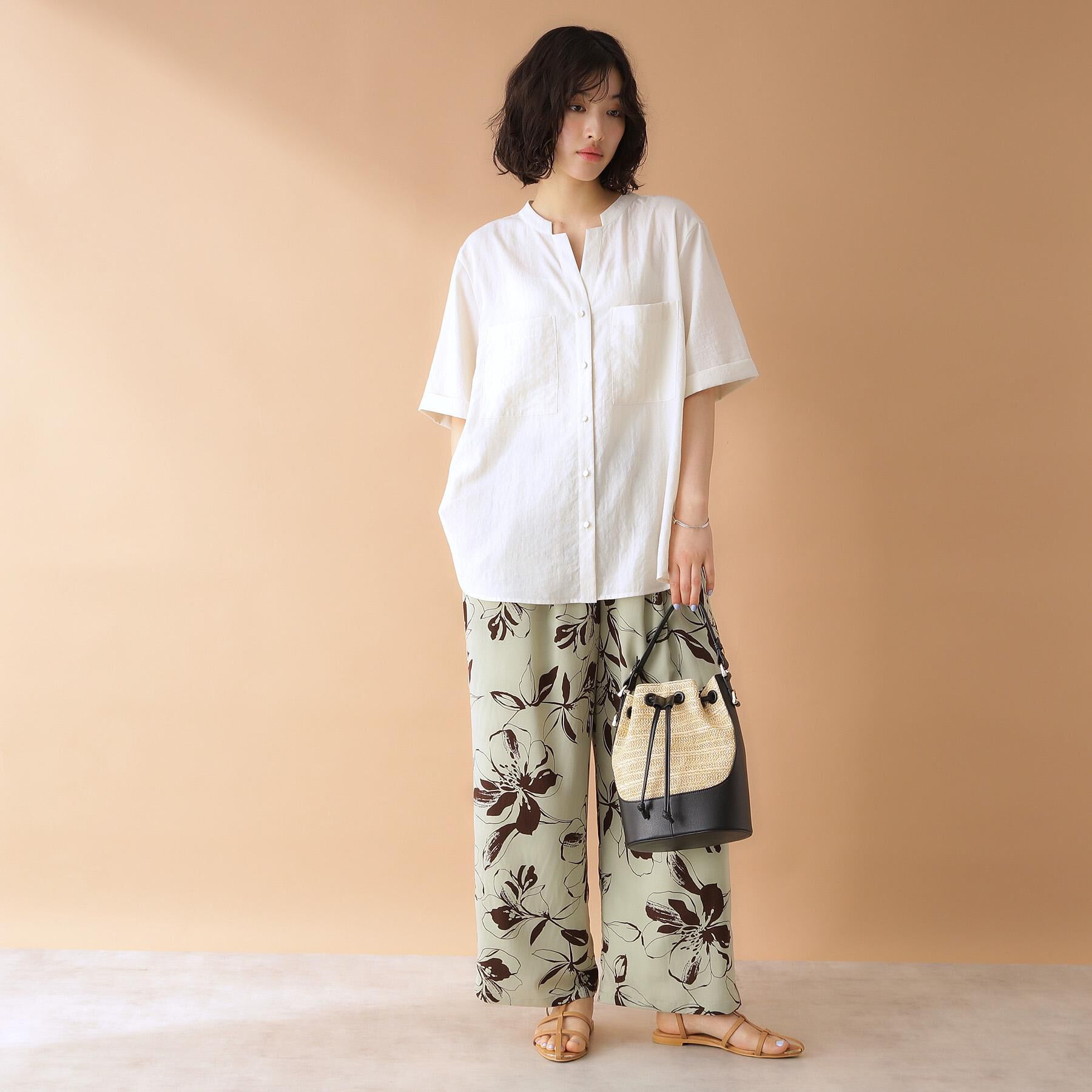 THE SHOP TK「ダブルポケット5分袖シャツ【体型カバー/洗濯機OK】」|シャツ・ブラウス|