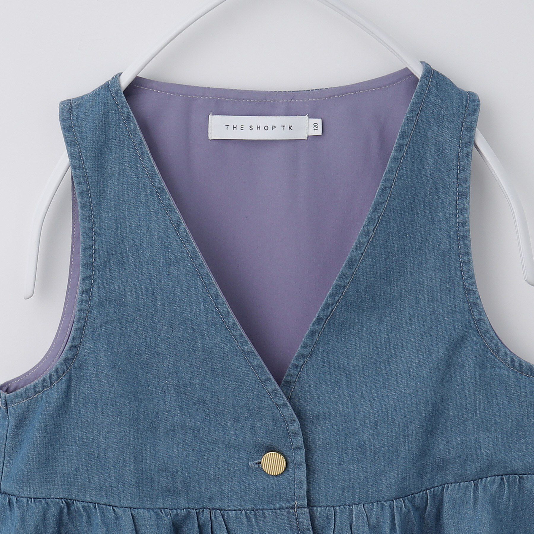 THE SHOP TK「【120-150】ペプラムライトデニムジレ/洗濯機OK・ママとおそろい」|ベスト・ジレ|
