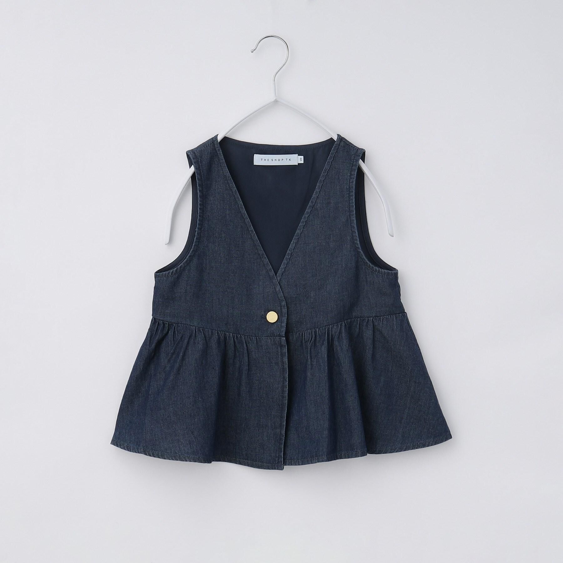 THE SHOP TK「【120-150】ペプラムライトデニムジレ/洗濯機OK・ママとおそろい」|ベスト・ジレ|