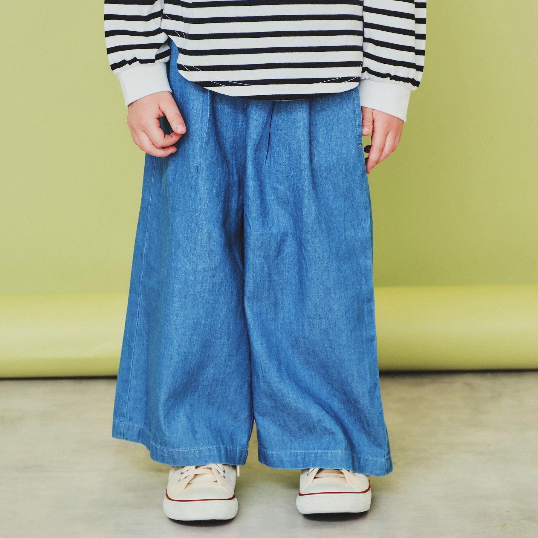 THE SHOP TK「【120-150】デニム＆花柄スカーチョ/ママとおそろい・洗濯機OK」|その他|サックスブルー(09