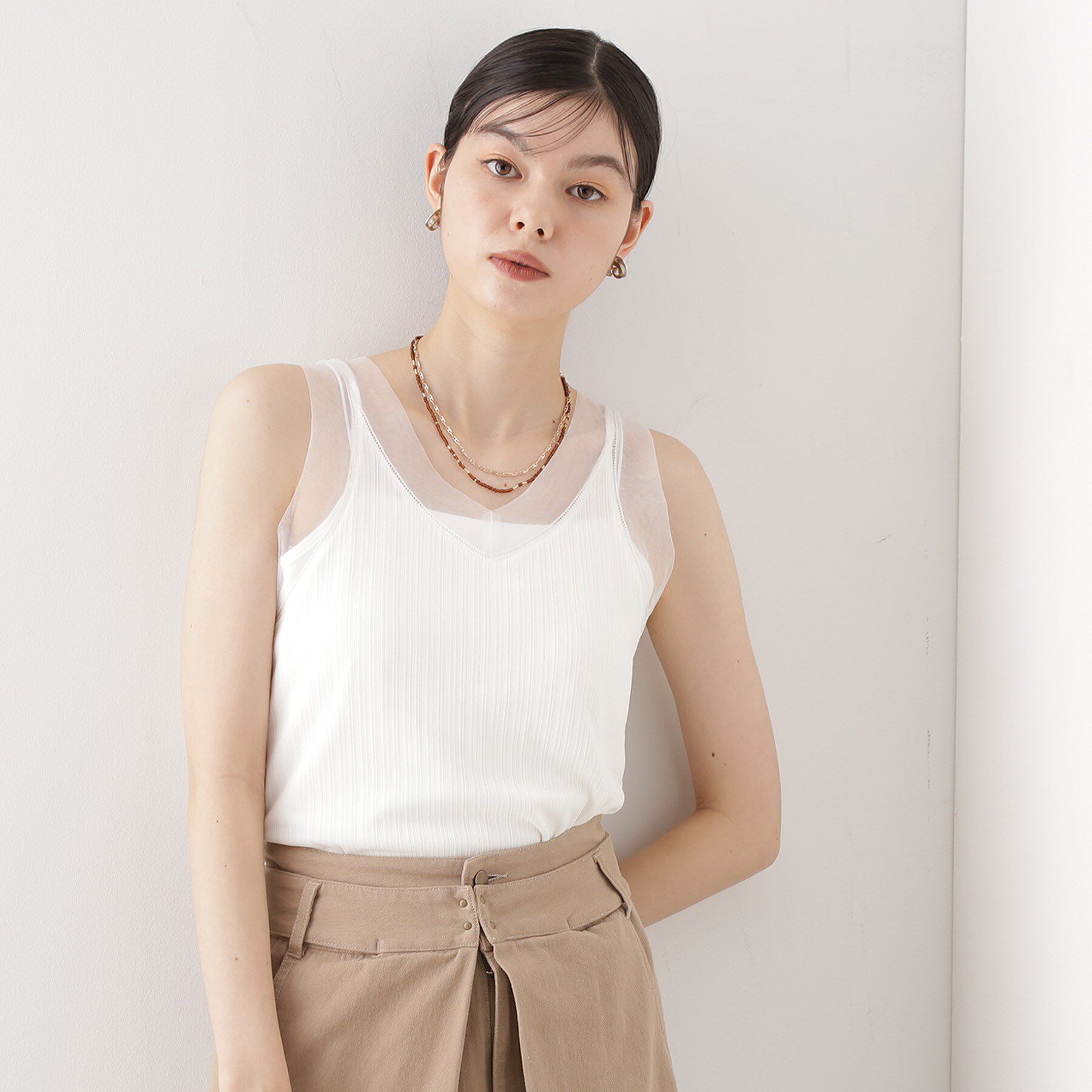 THE SHOP TK「ランダムリブシアータンク【洗える】」|キャミソール|