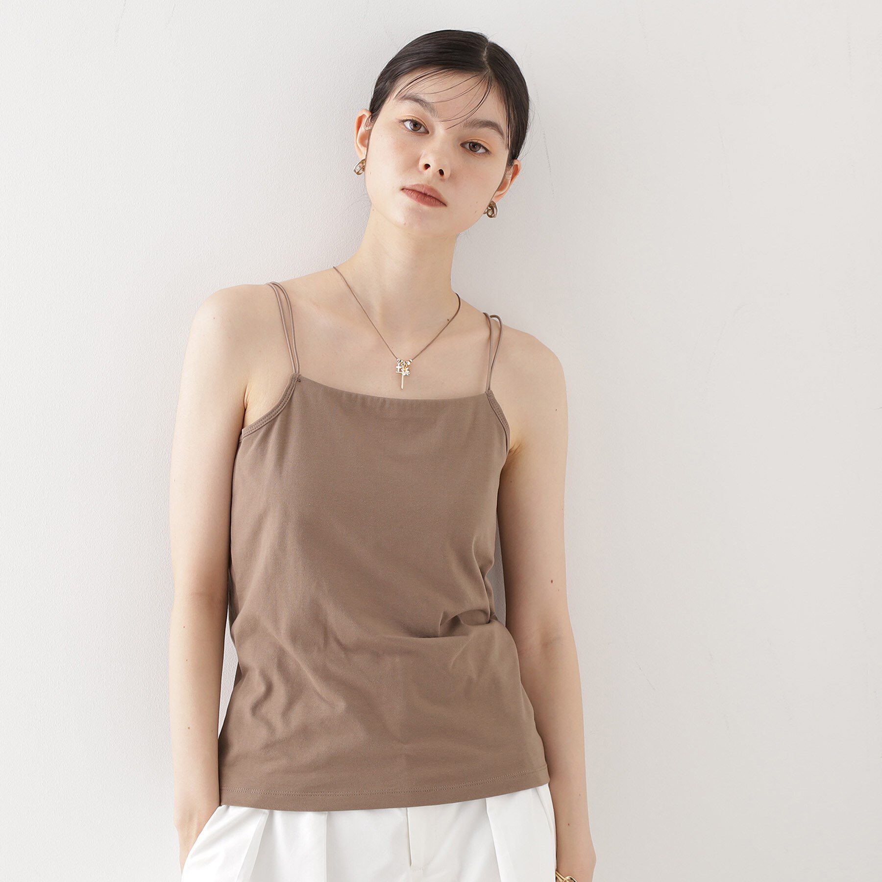 THE SHOP TK「カップ付きキャミ【洗える】」|キャミソール|モカブラウン(042