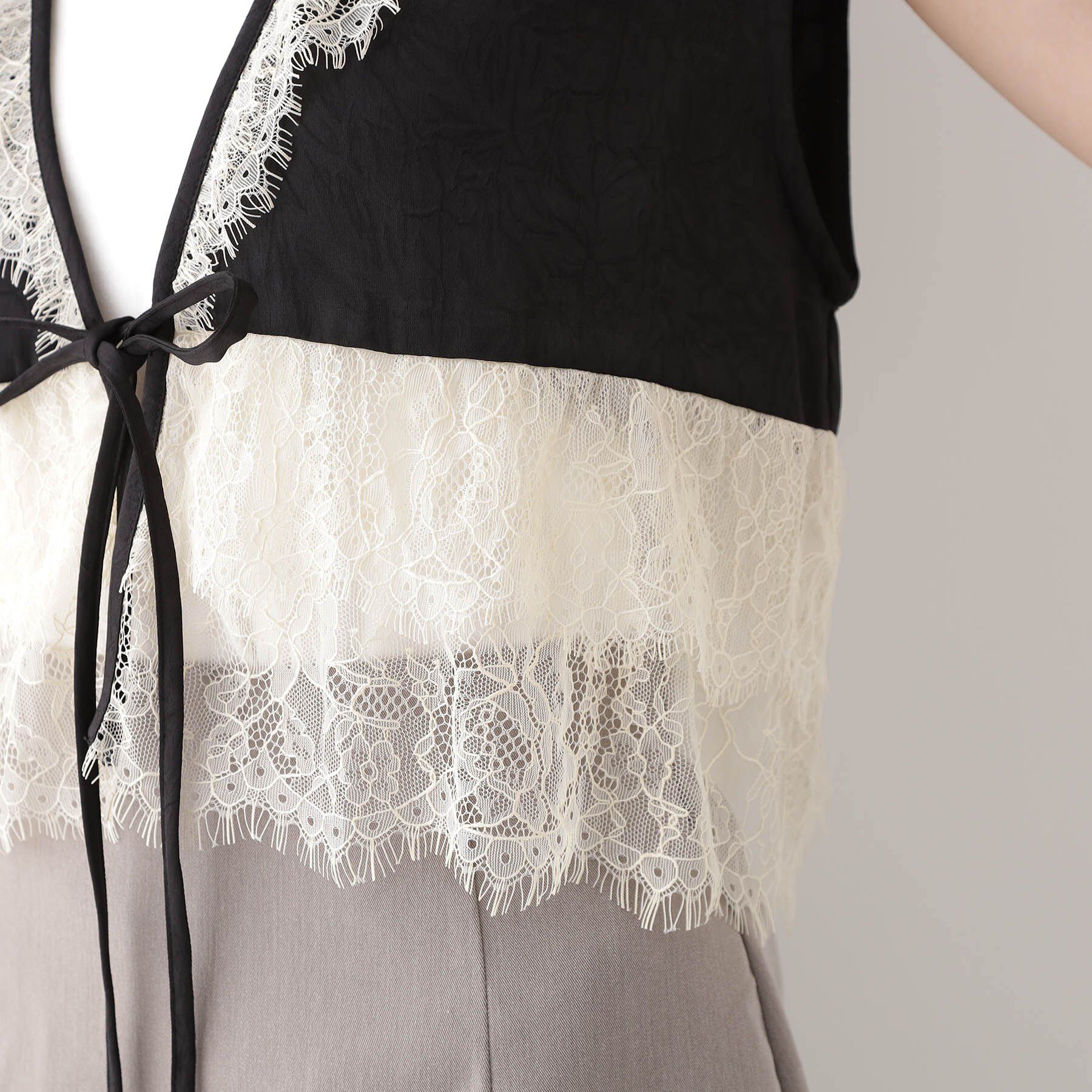 THE SHOP TK「レースフリルサテンベスト【洗える】」|ベスト・ジレ|