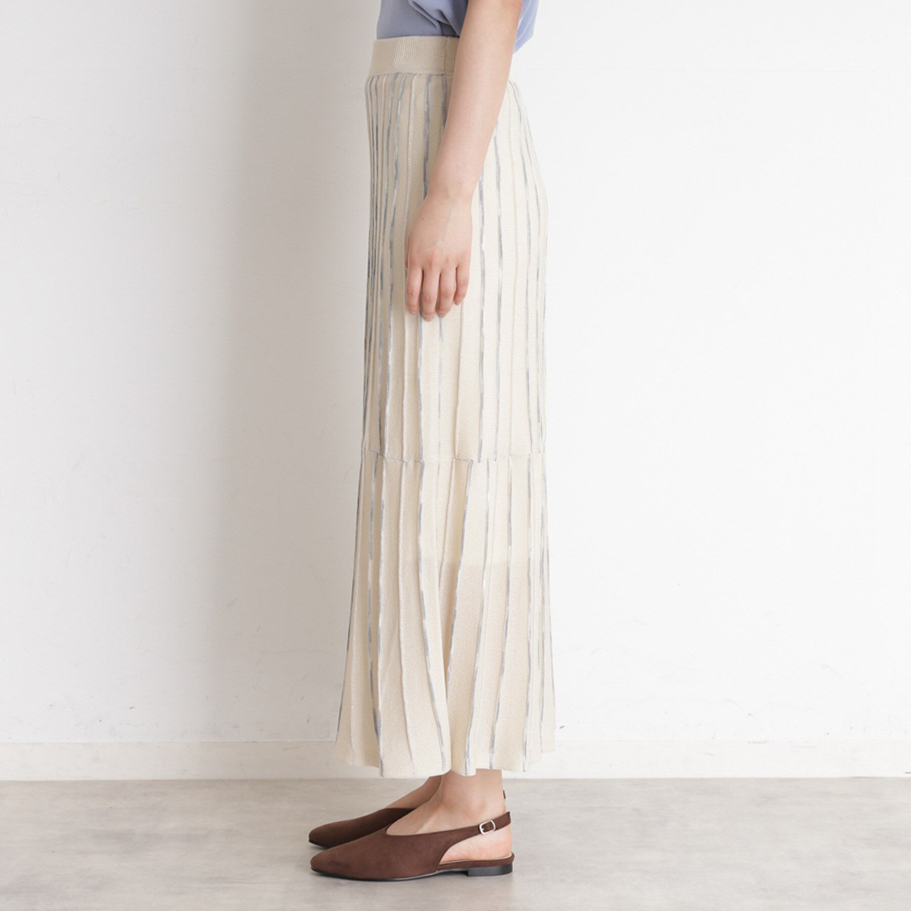THE SHOP TK「ラメシアーストライプスカート【毛玉になりにくい/洗濯機OK】」|スカート|