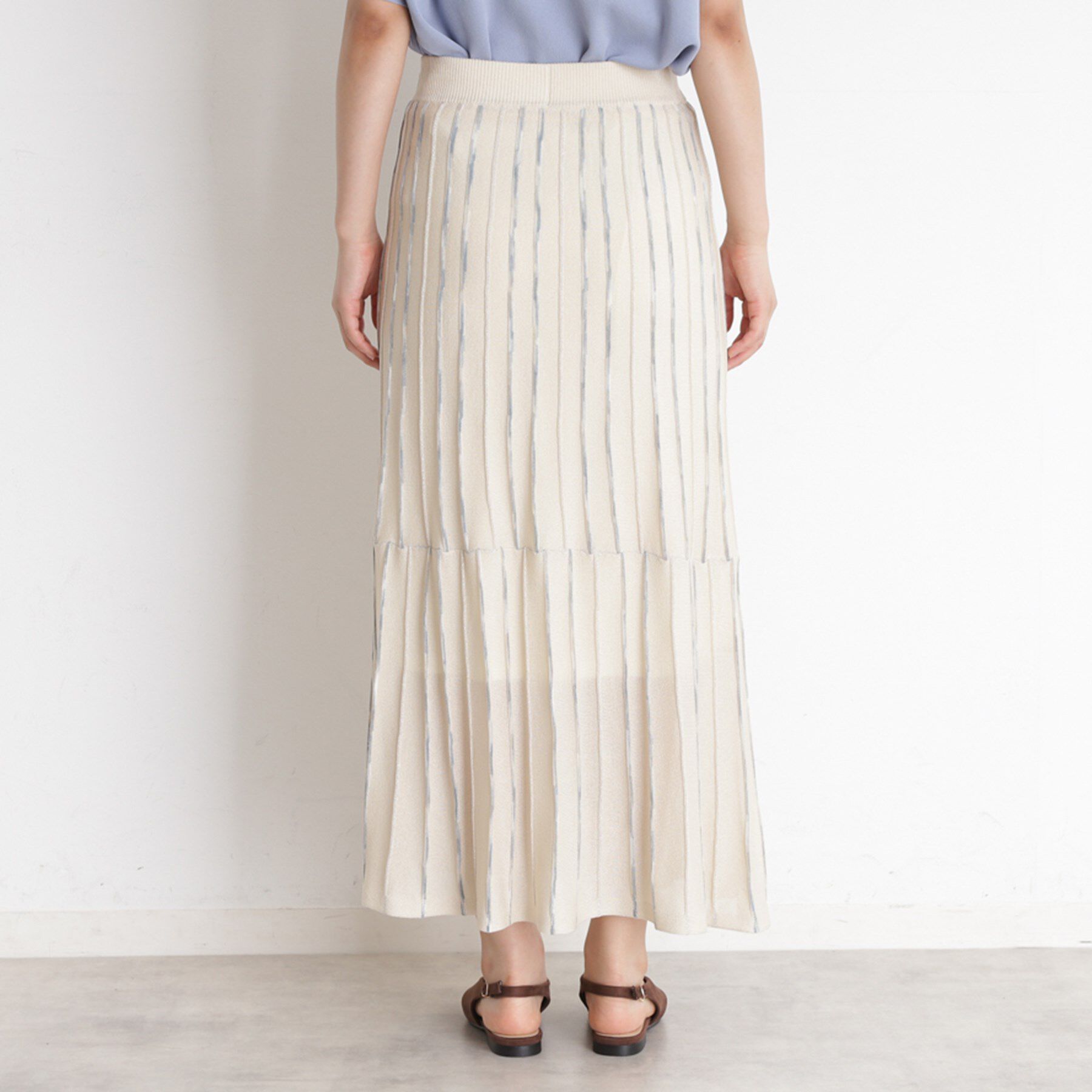 THE SHOP TK「ラメシアーストライプスカート【毛玉になりにくい/洗濯機OK】」|スカート|