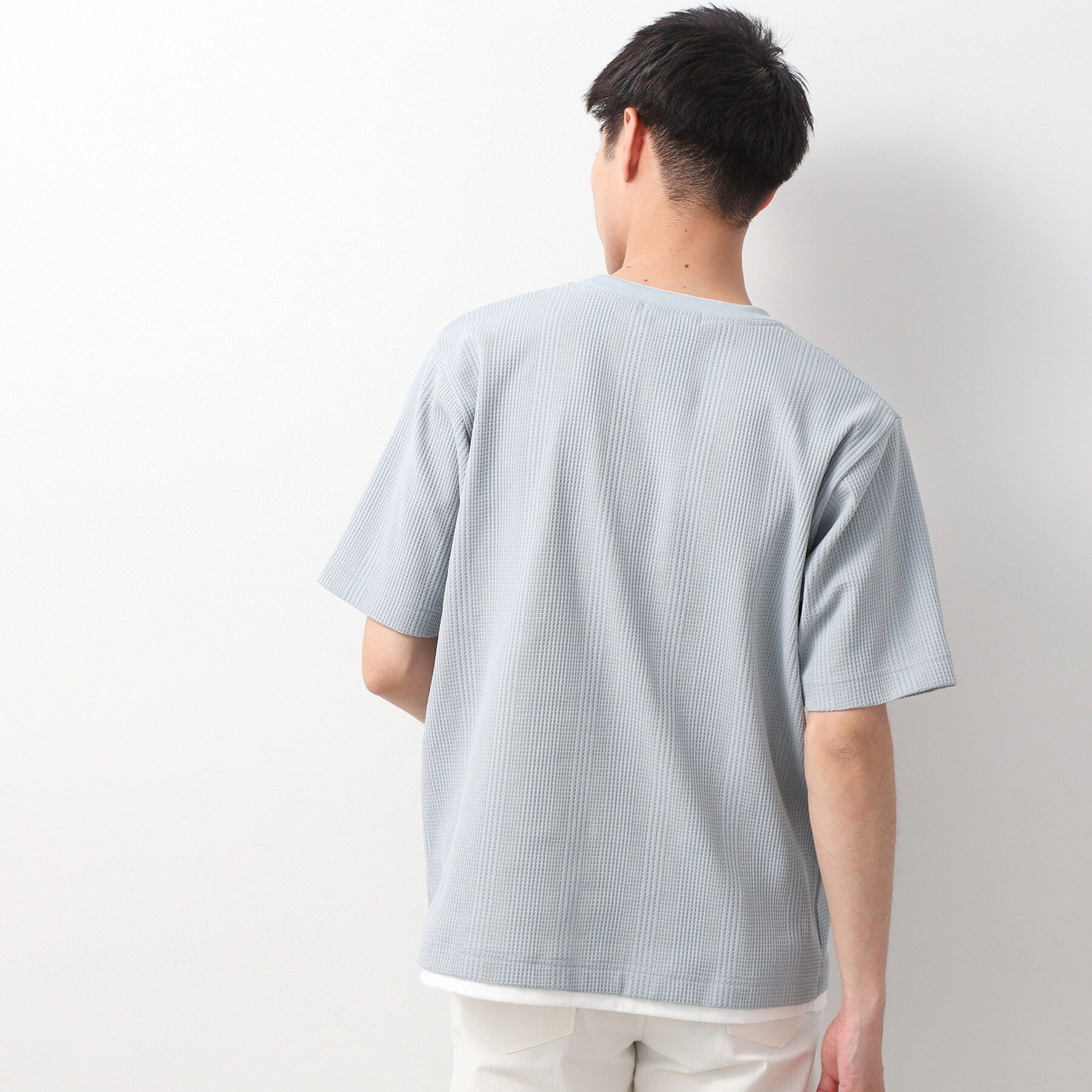 THE SHOP TK「ランダムワッフル半袖Tシャツ 【洗濯機ＯＫ】」|Tシャツ・カットソー|