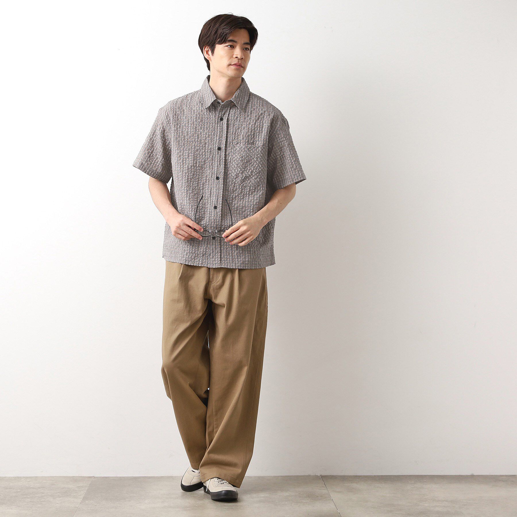 THE SHOP TK「シアサッカーチェックシャツ 【洗濯機OK】」|シャツ・ブラウス|