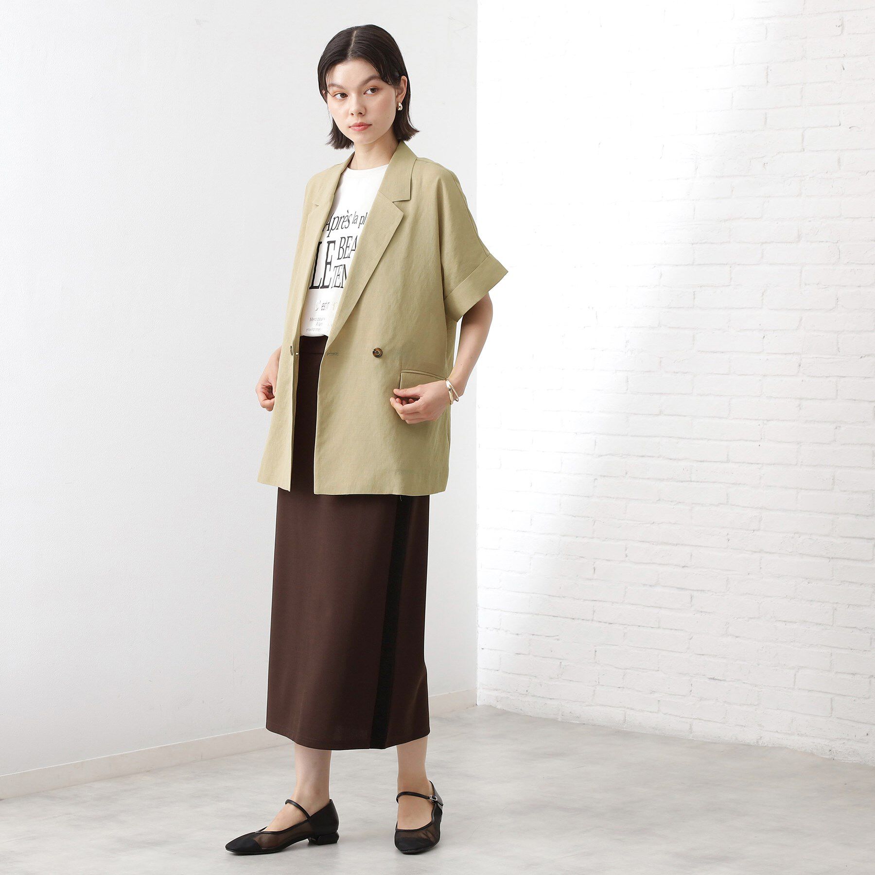 THE SHOP TK「半袖シアージャケット【洗える】」|テーラードジャケット|