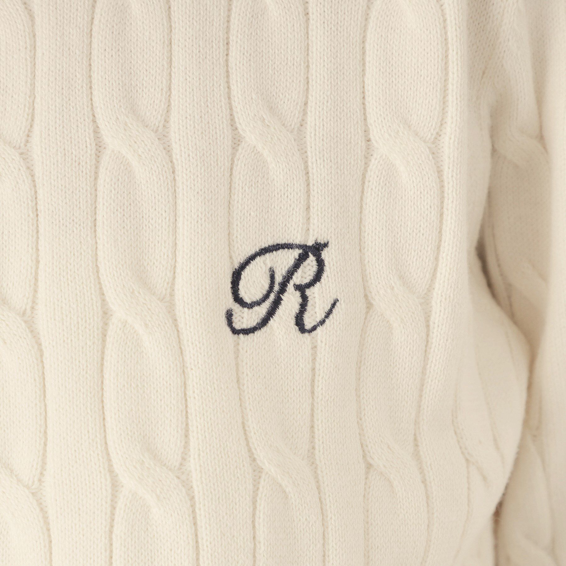 THE SHOP TK「ワンポイント刺繍ケーブル半袖ニット【洗濯機OK】」|ニット・セーター|