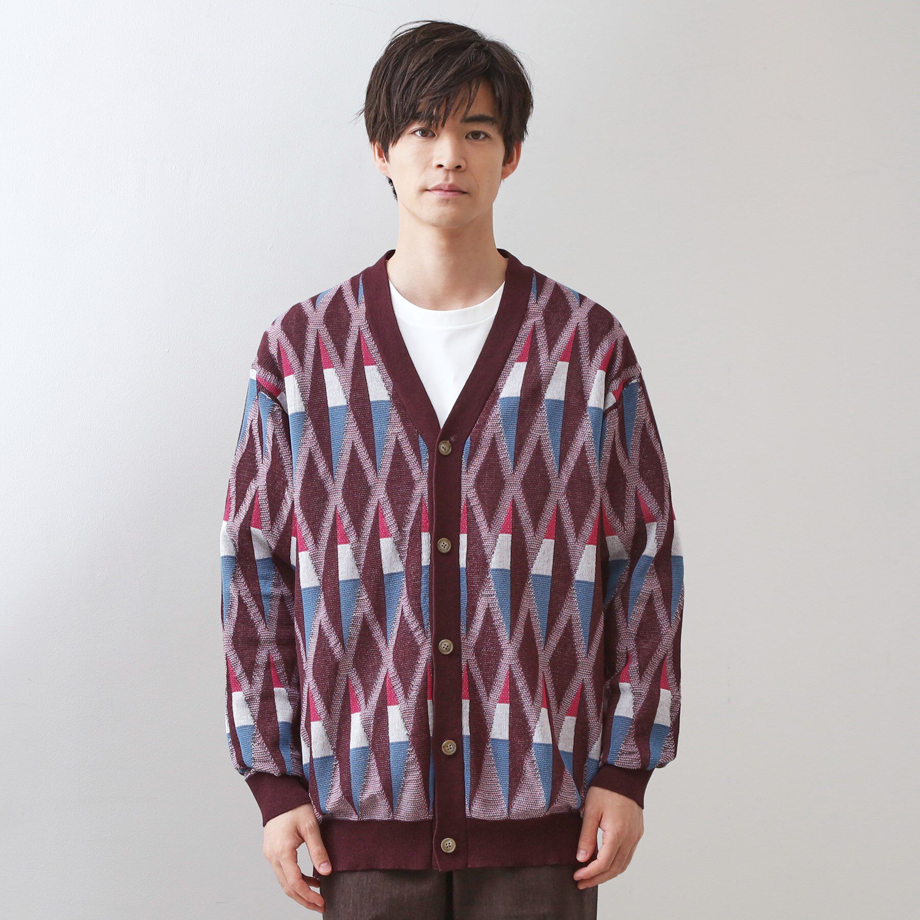 THE SHOP TK「【季節の変わり目に活躍】ニットカーディガン 選べる2デザイン(柄&無地)/洗濯機OK」|カーディガン|