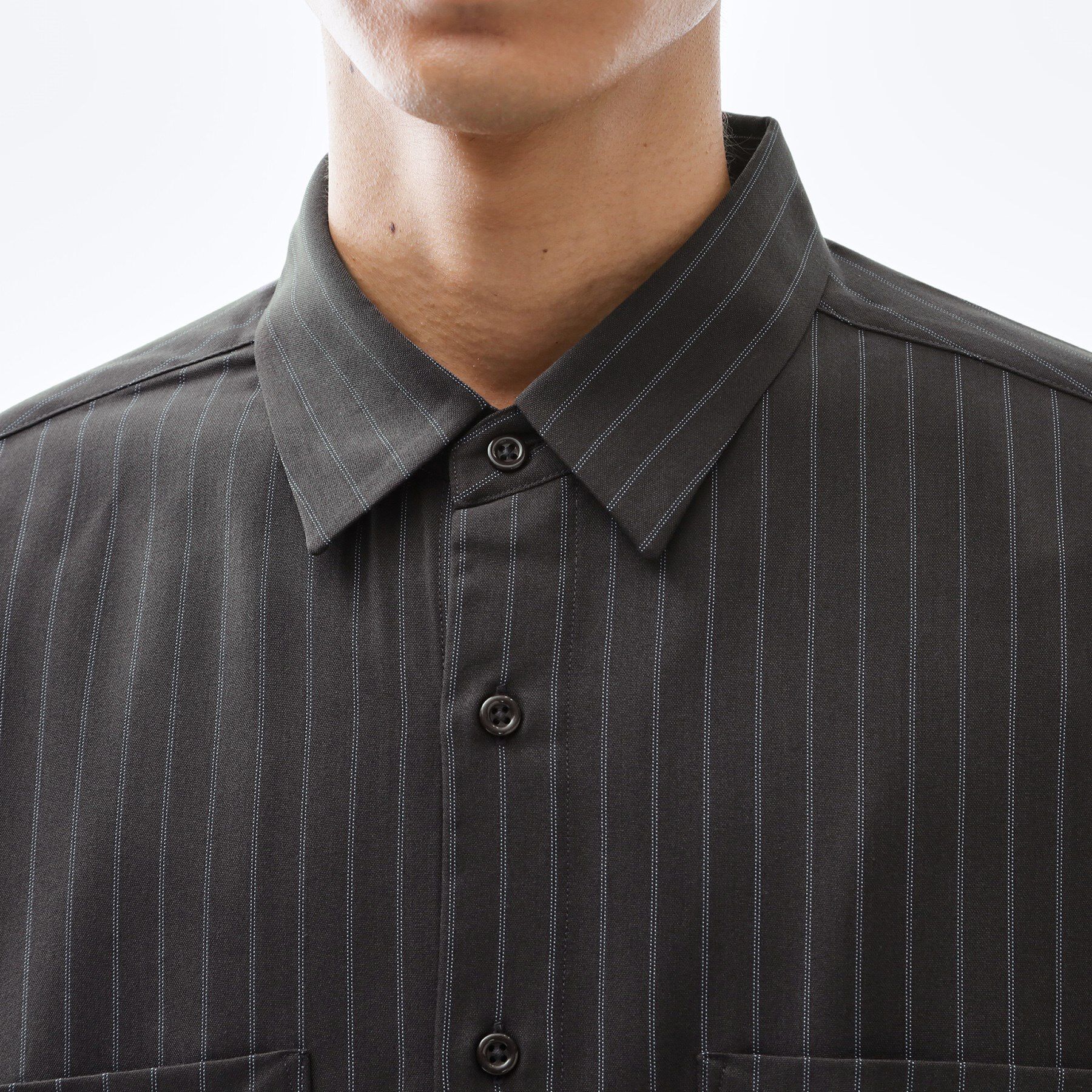 THE SHOP TK「ダブルポケットストライプ長袖シャツ 【洗濯機OK】」|シャツ・ブラウス|