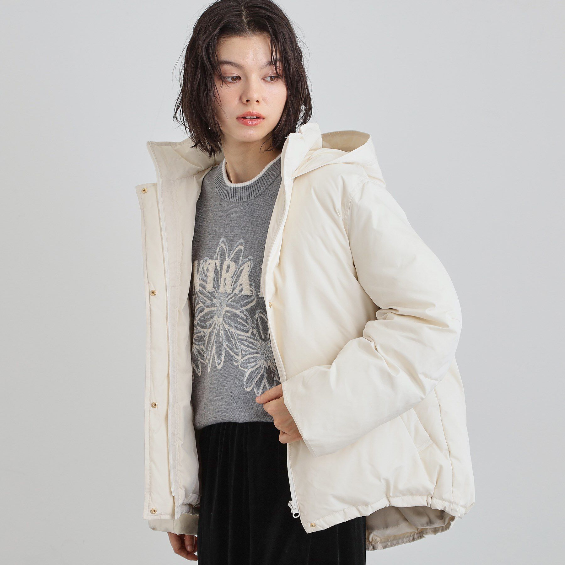 THE SHOP TK「【ぎゅっとされているような暖かさ】撥水中綿ブルゾン」|ダウン|アイボリー(004)