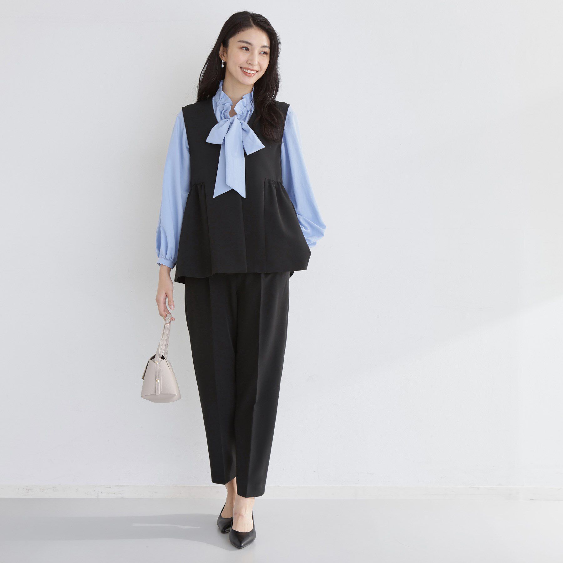 THE SHOP TK「【通勤・きちんと見えに】ダブルクロス ペプラムジレ/セットアップ可」|ベスト・ジレ|