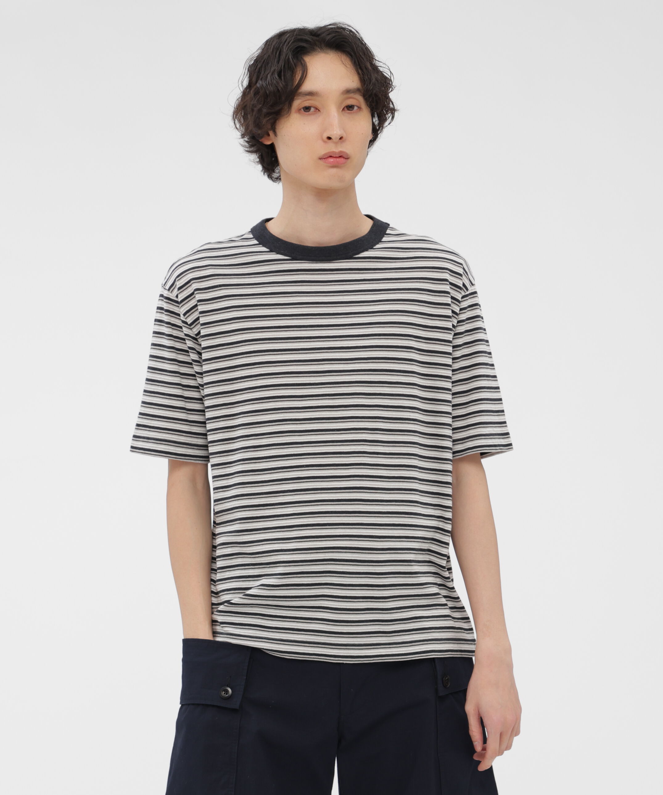 MHL.「COTTON LINEN MULTI STRIPE JERSEY TOP」|Tシャツ・カットソー|MULTI1