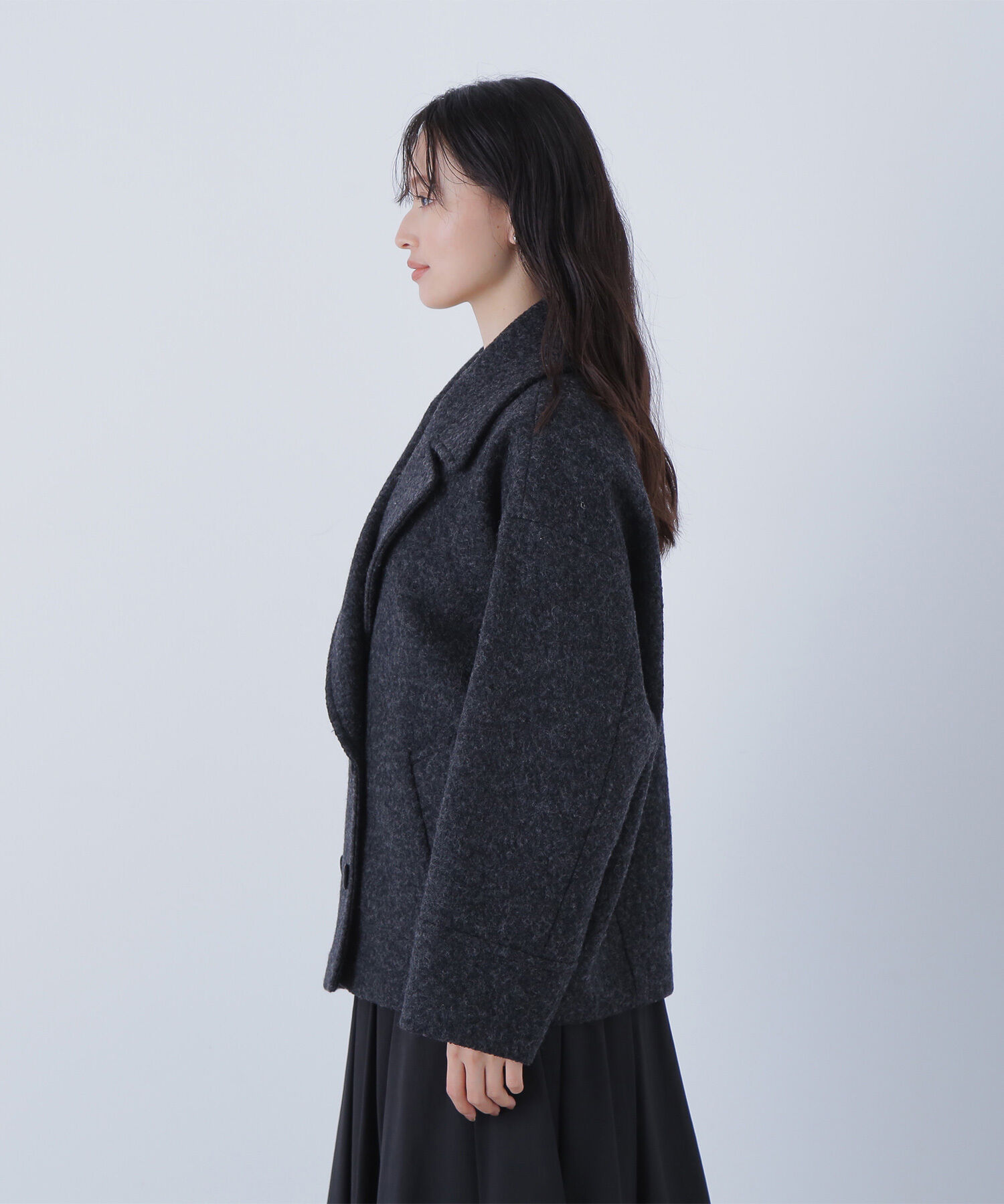  「ウーリーフォルムハーフコート」|ブルゾン・スタジャン|