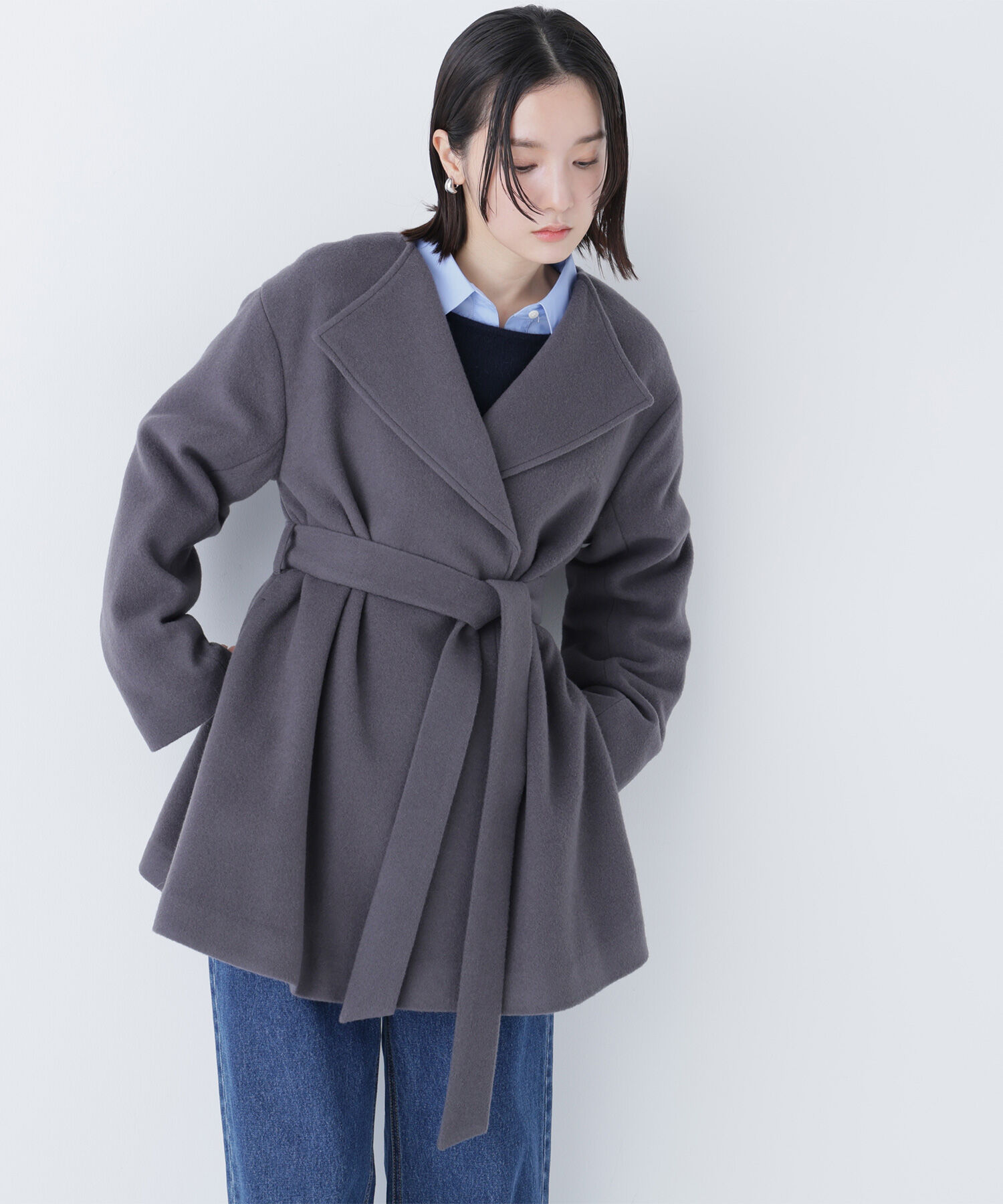  「ベルテッドミディコート」|ブルゾン・スタジャン|