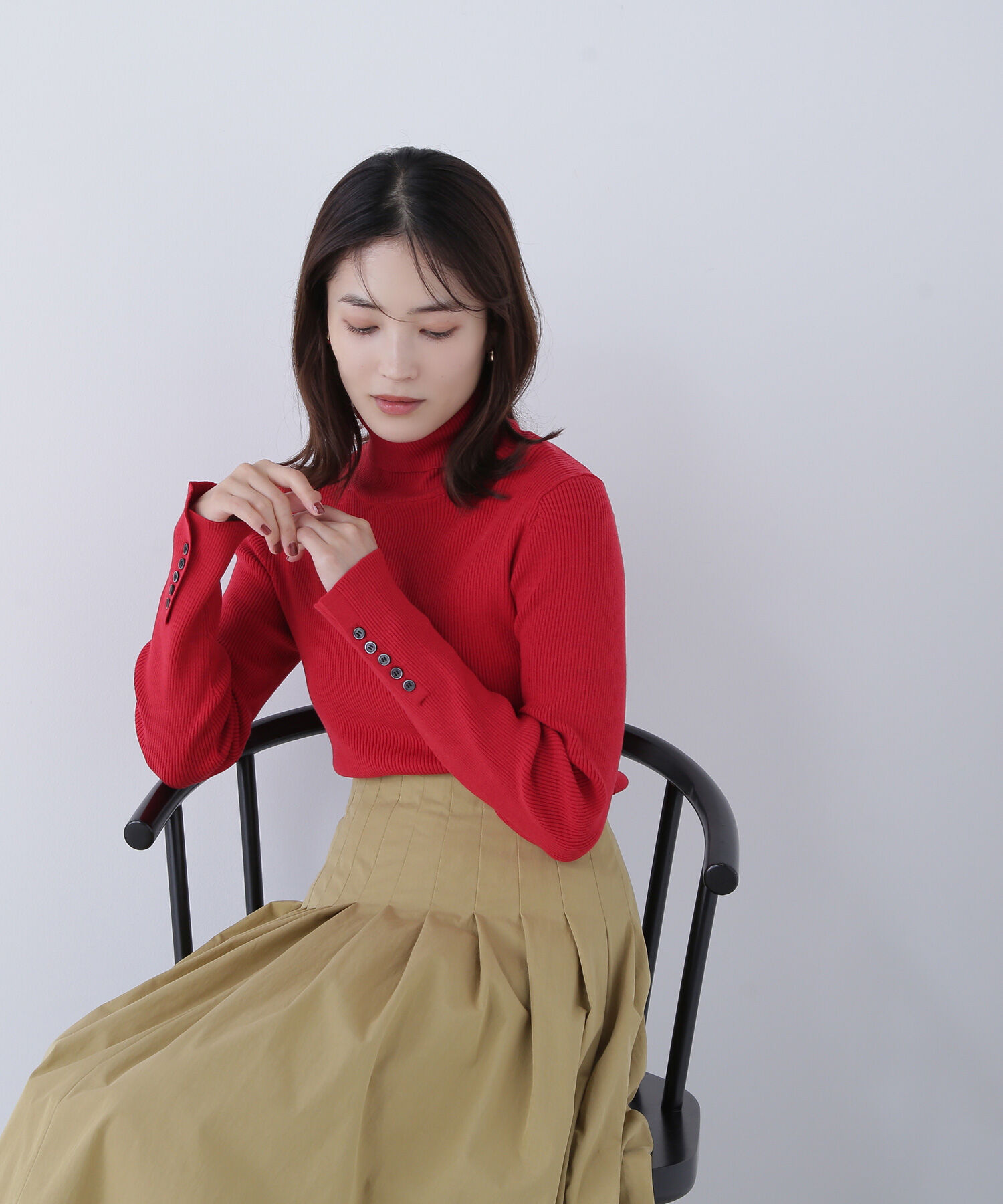  「ベーシックタートルネックニット」|ニット・セーター|レッド