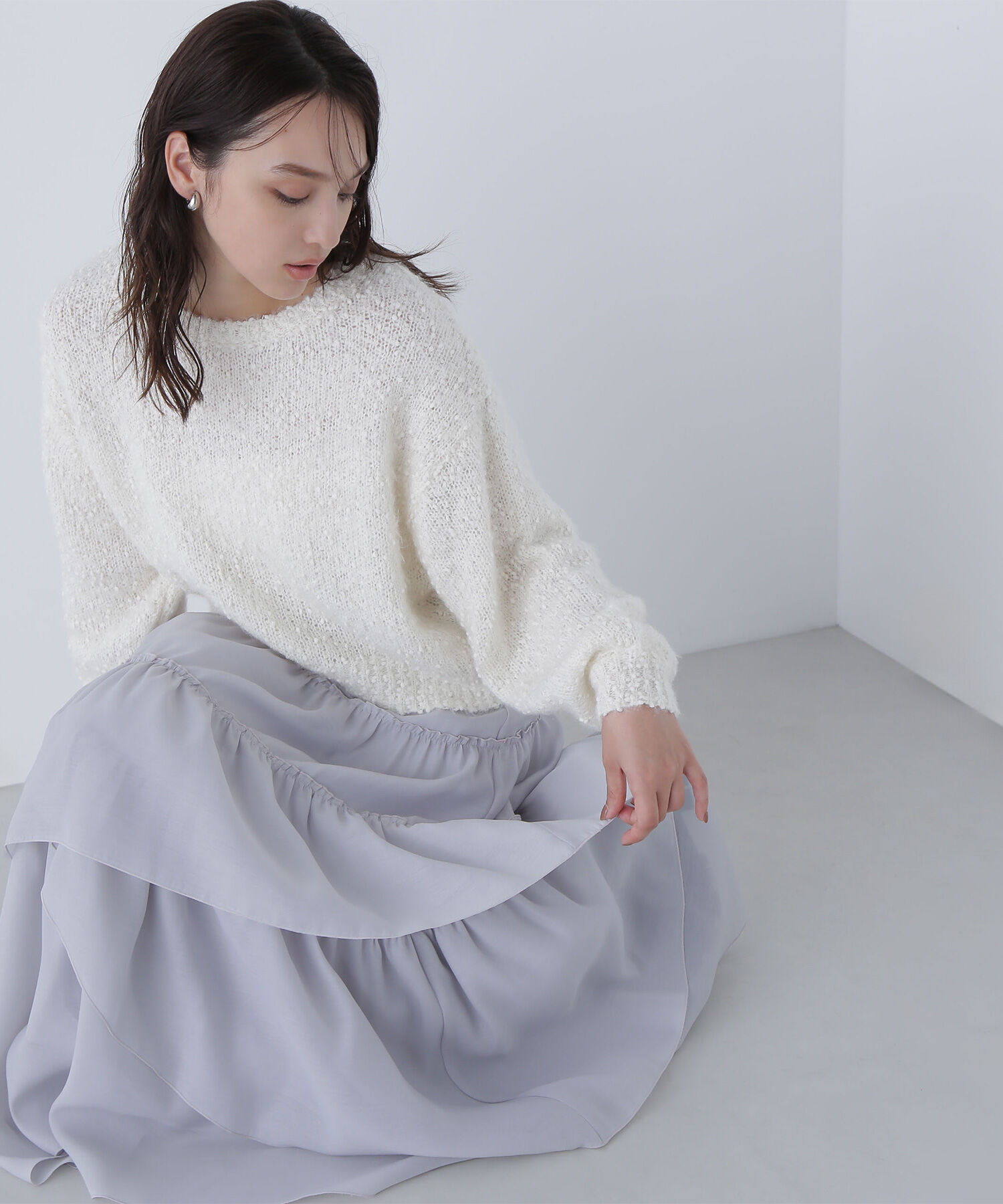  「ランダムティアードスカート」|スカート|グレー