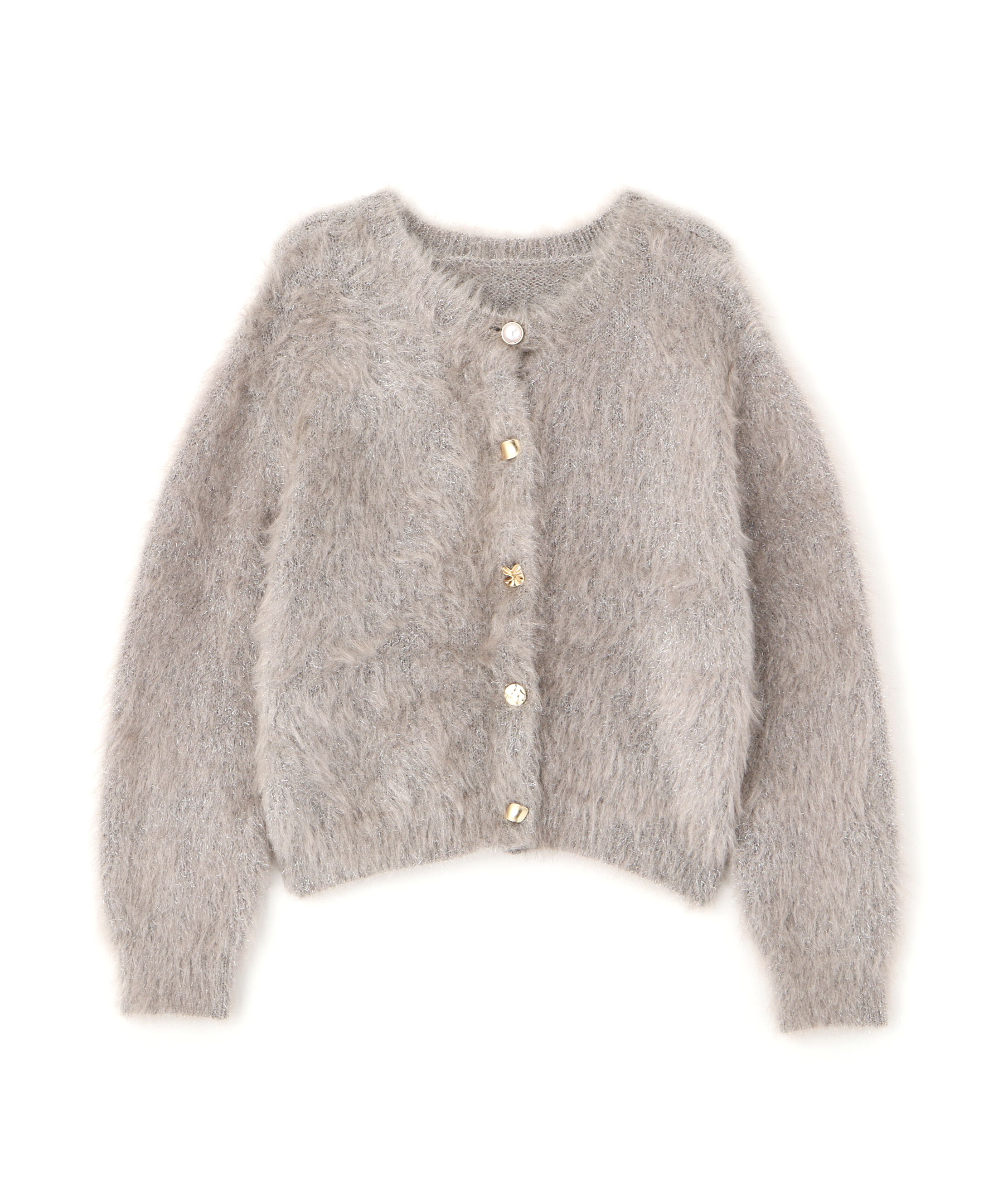  「デザインボタンラメシャギーカーディガン」|ニット・セーター|