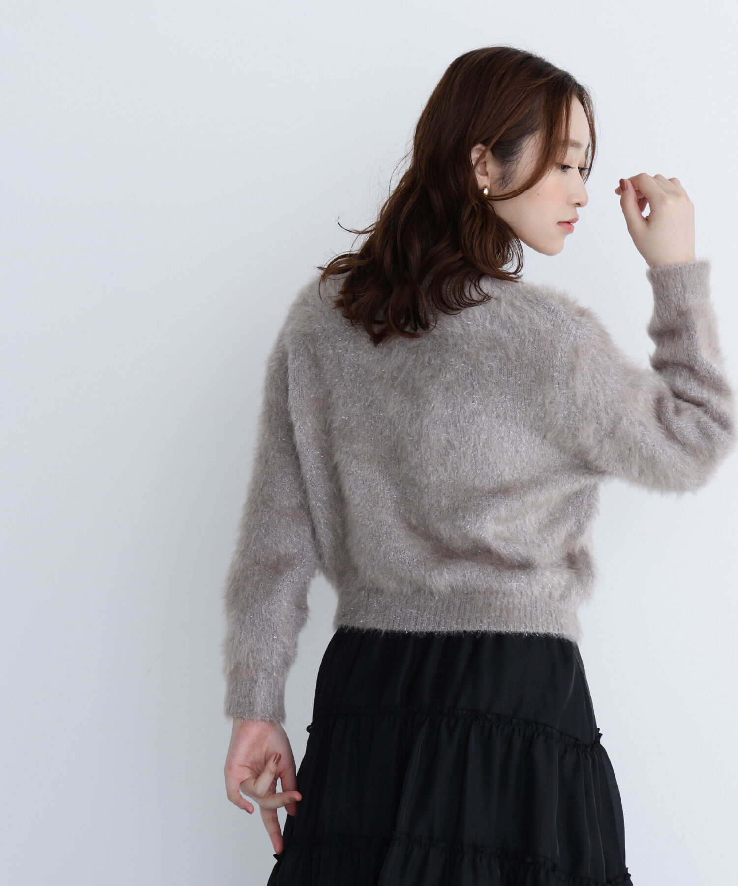  「デザインボタンラメシャギーカーディガン」|ニット・セーター|