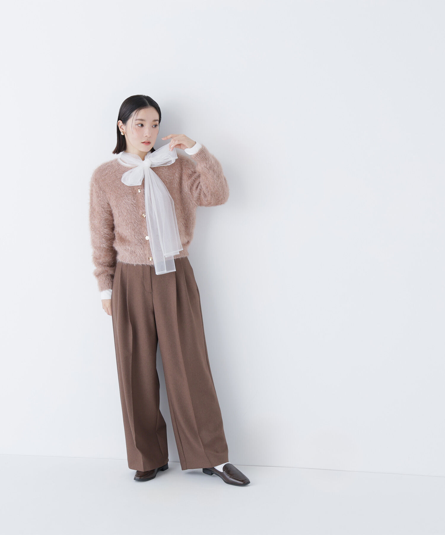  「デザインボタンラメシャギーカーディガン」|ニット・セーター|