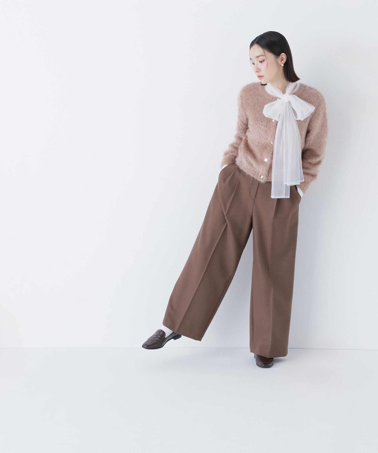  「デザインボタンラメシャギーカーディガン」|ニット・セーター|