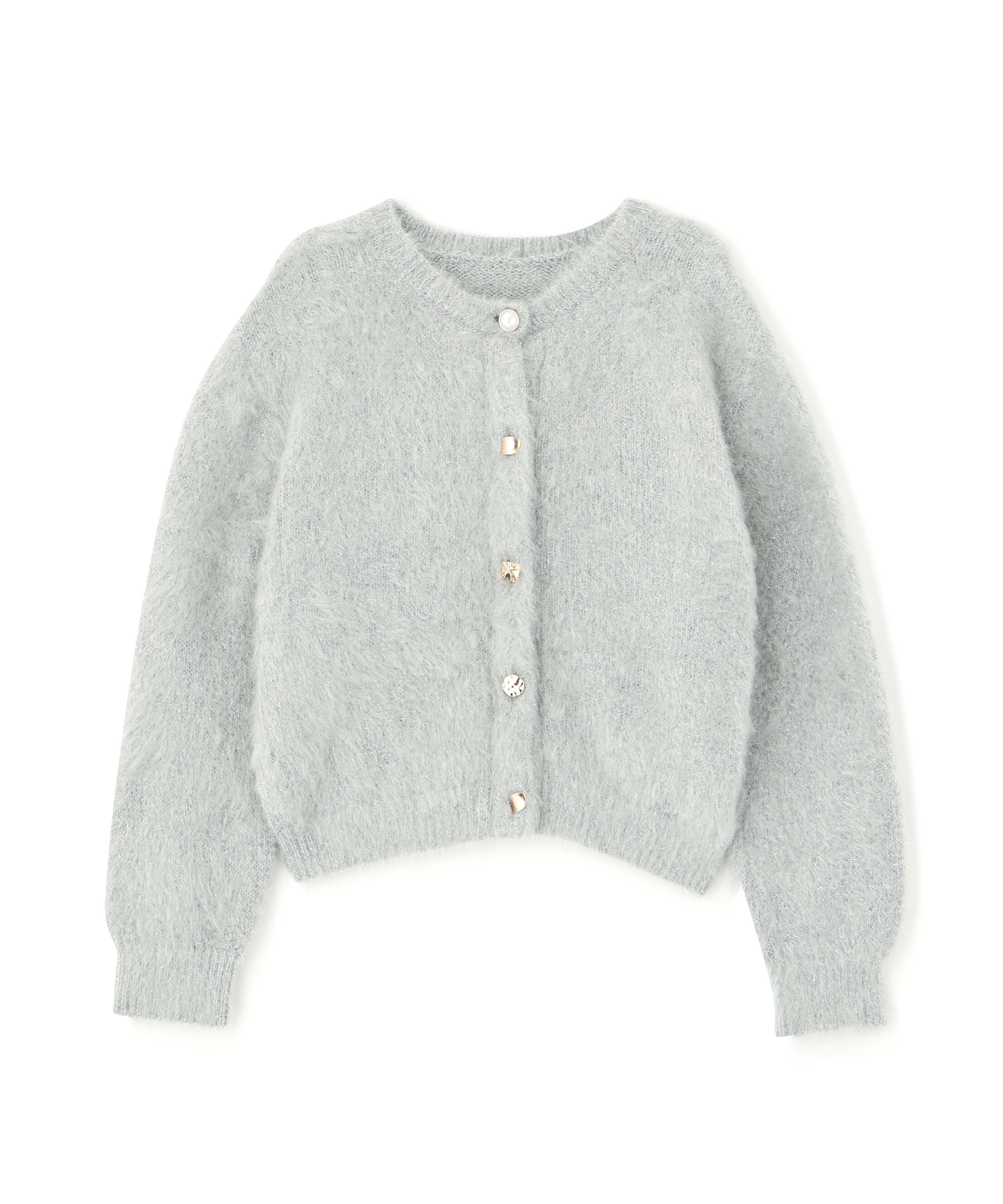  「デザインボタンラメシャギーカーディガン」|ニット・セーター|