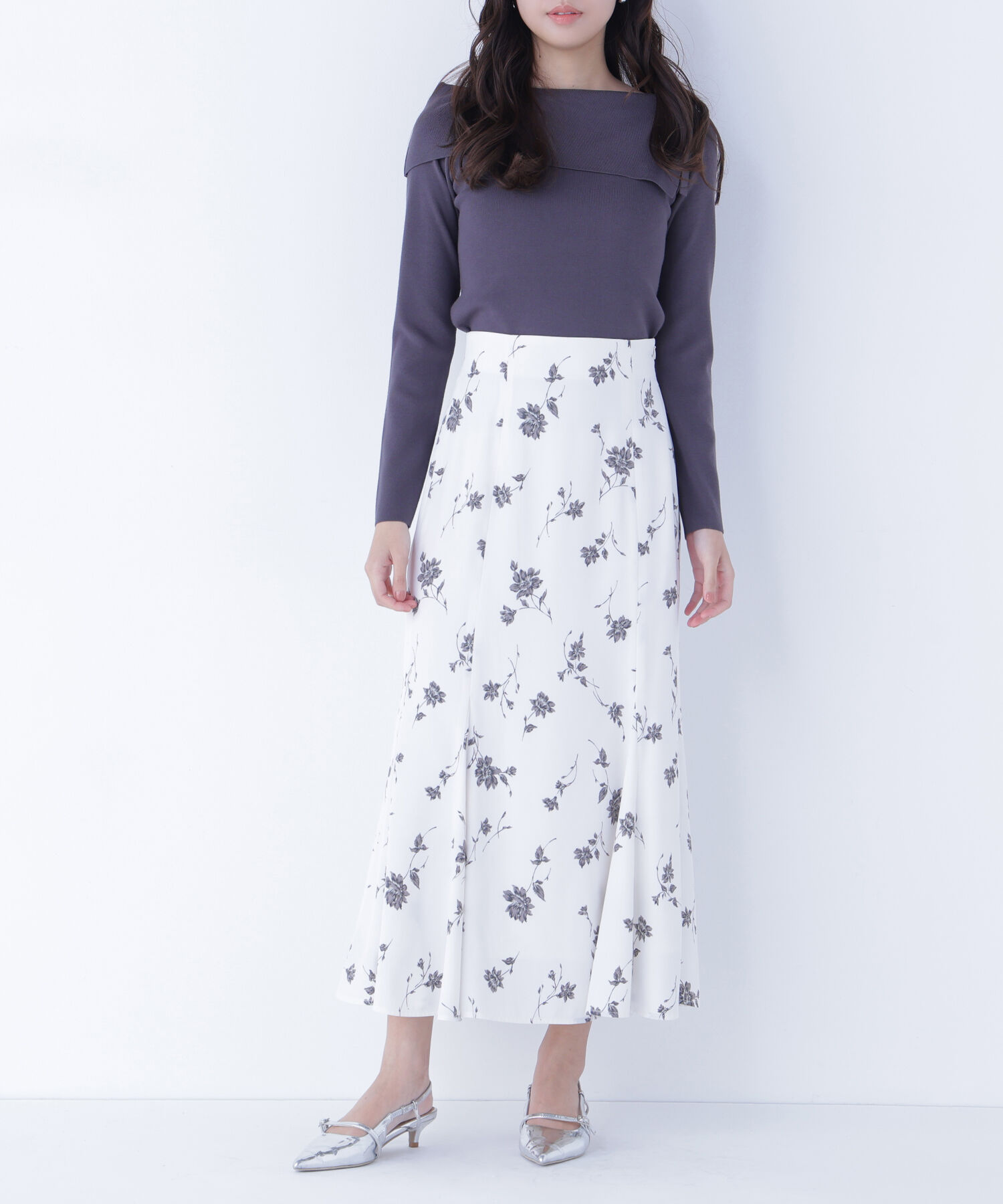  「プリントヘム切替マーメイドスカート」|スカート|